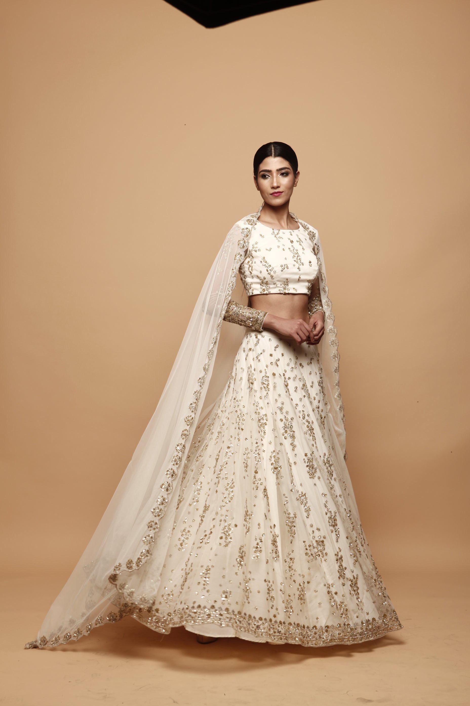White Cluster Lehenga