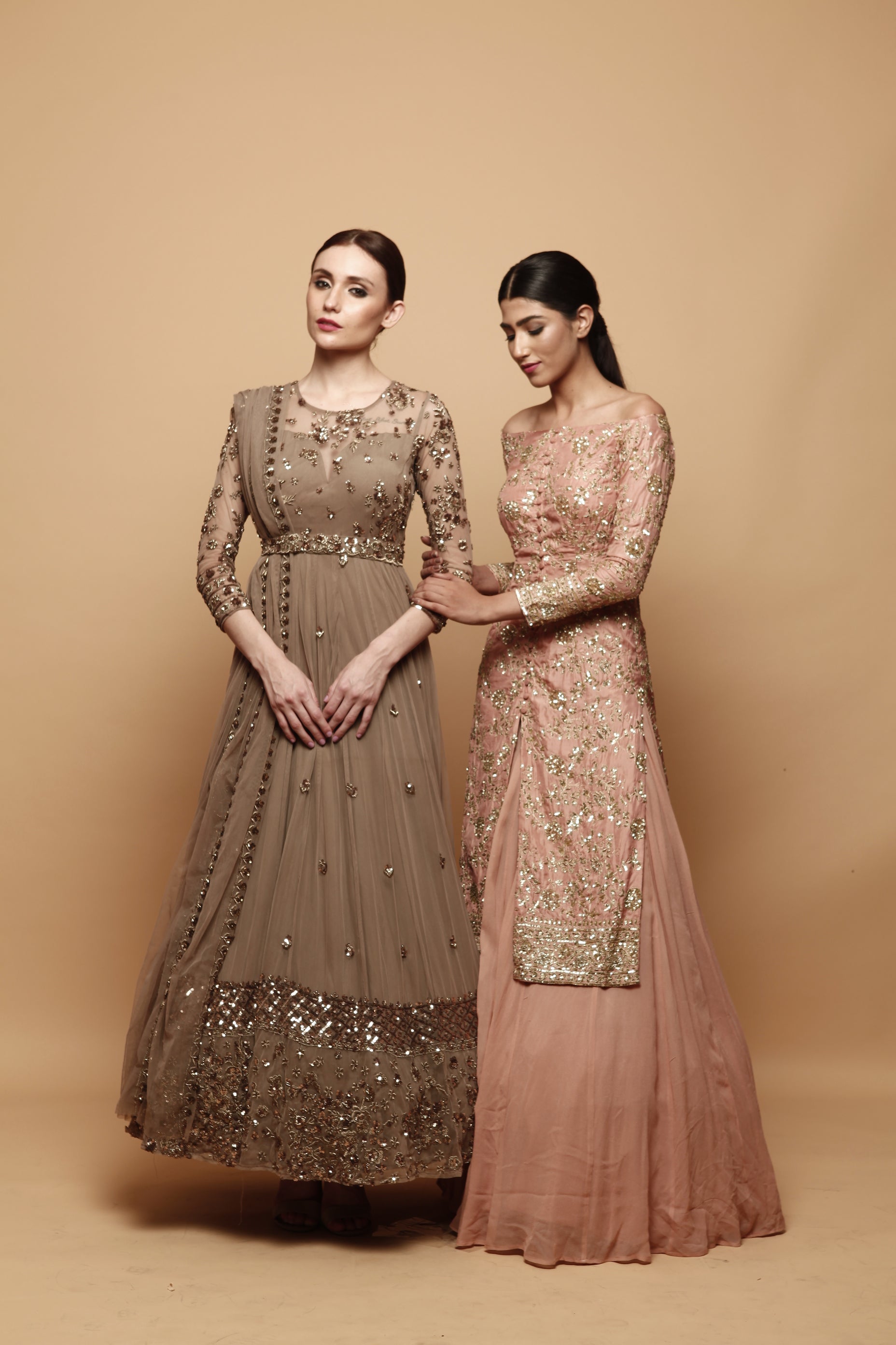 Grey Brown Anarkali