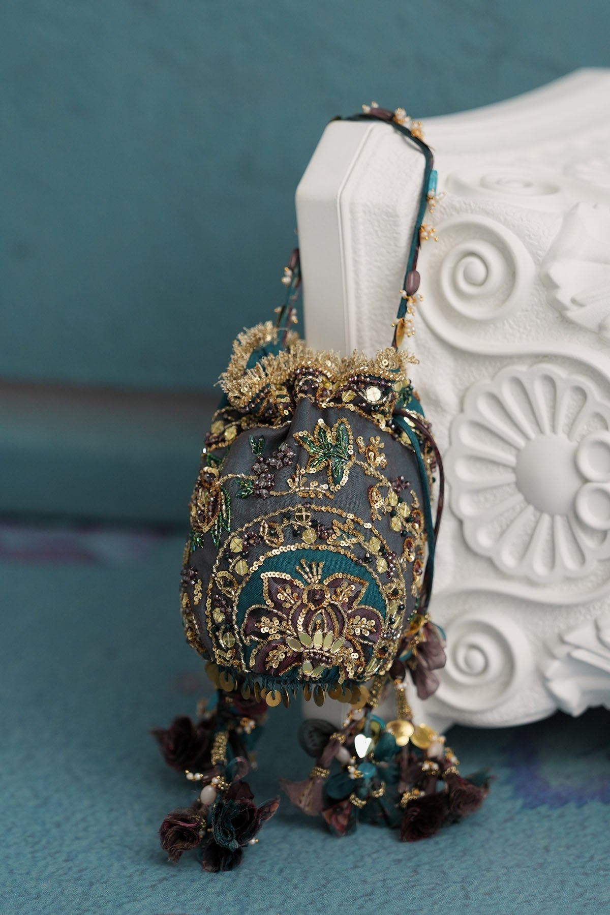 Marine Teal Potli
