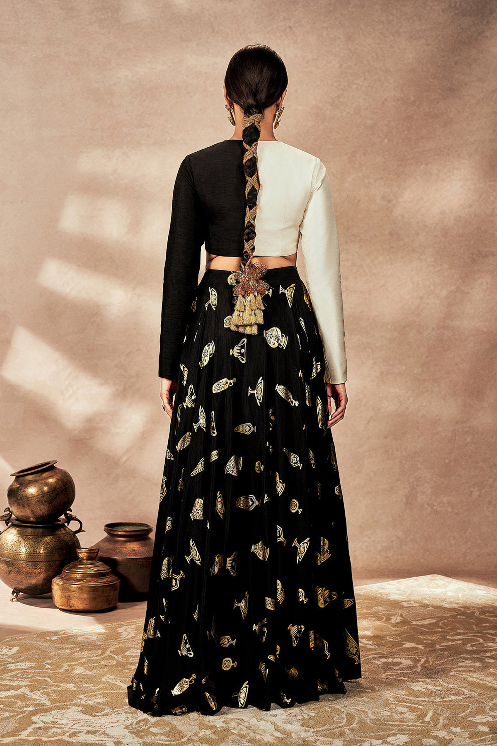 Black Potters Touch Skirt Set-Ready To Ship