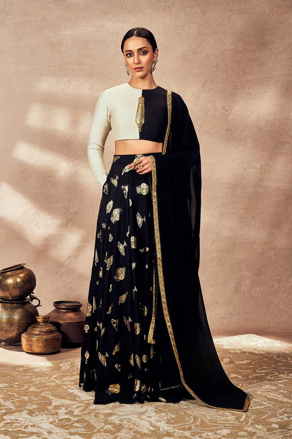 Black Potters Touch Skirt Set-Ready To Ship