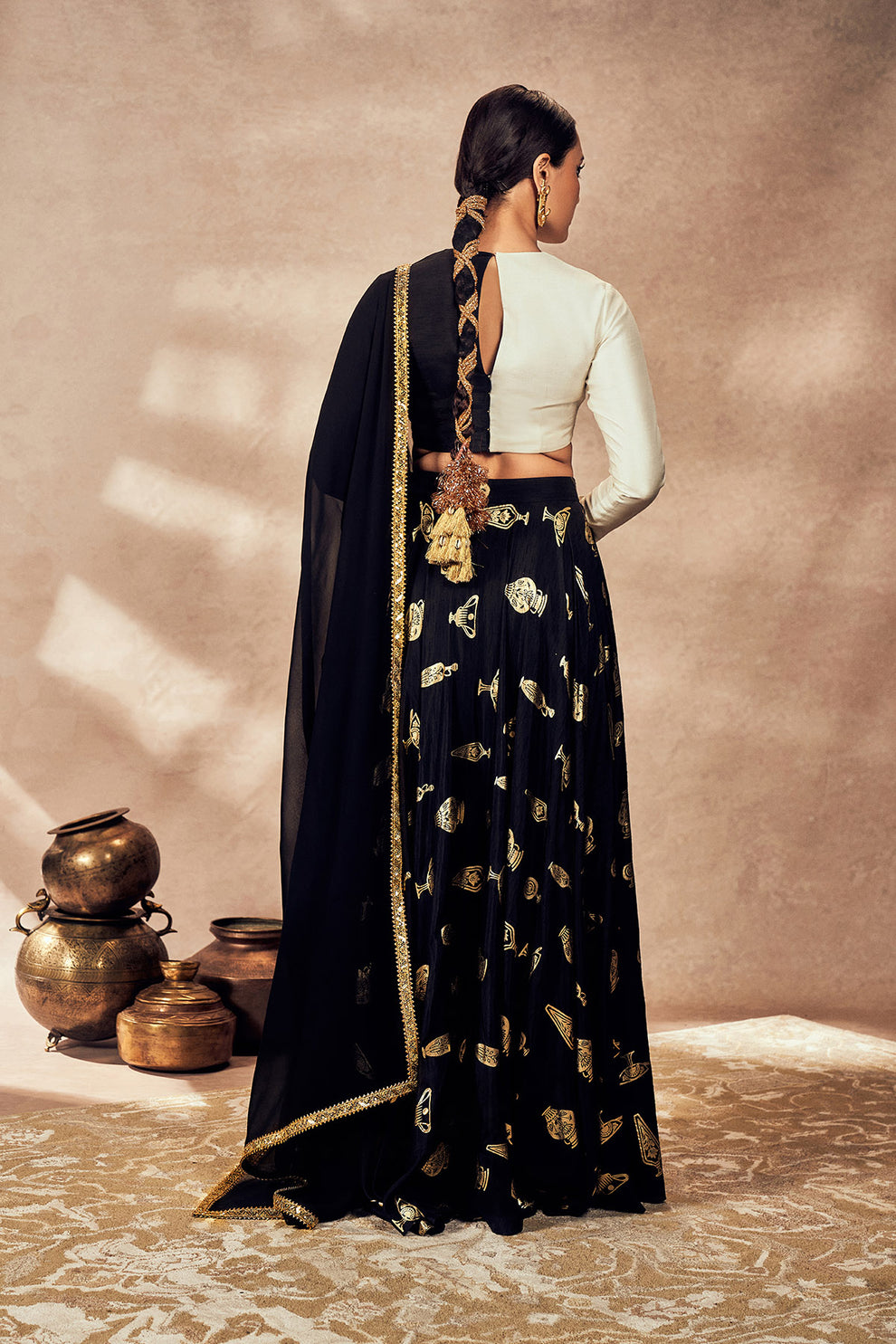 Black Potters Touch Skirt Set-Ready To Ship
