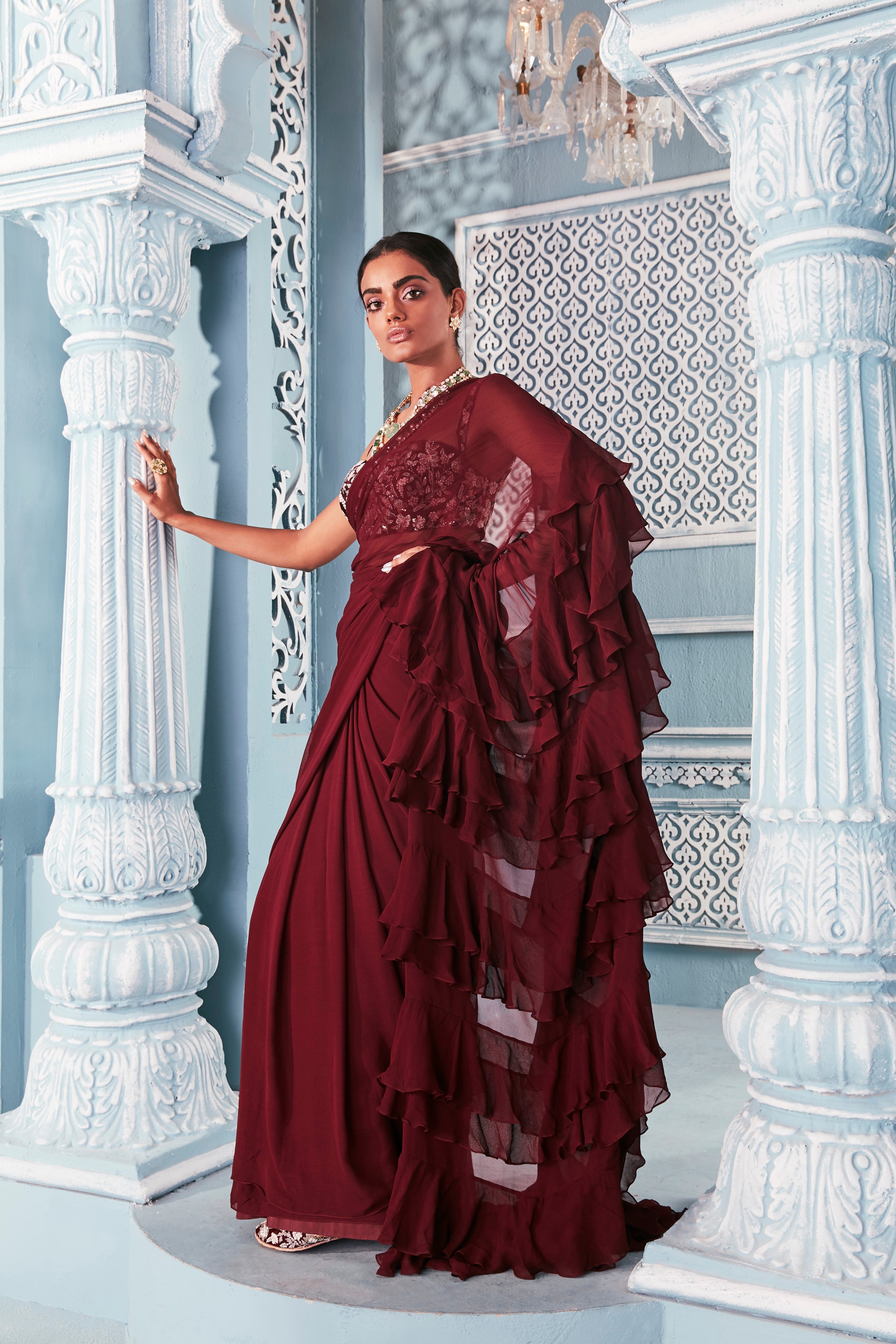 Ruffle Saree