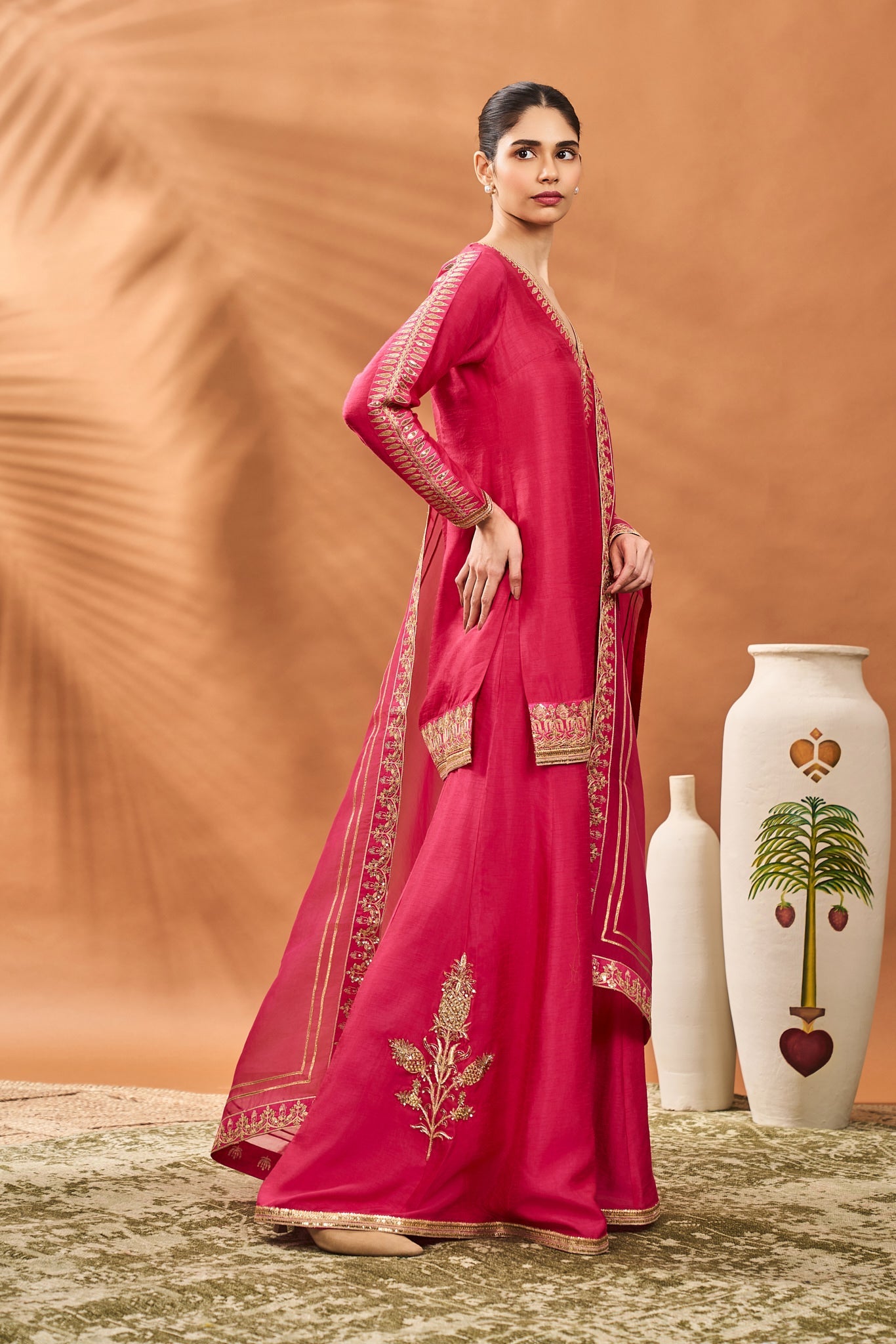 Pink Trikone Sharara Set