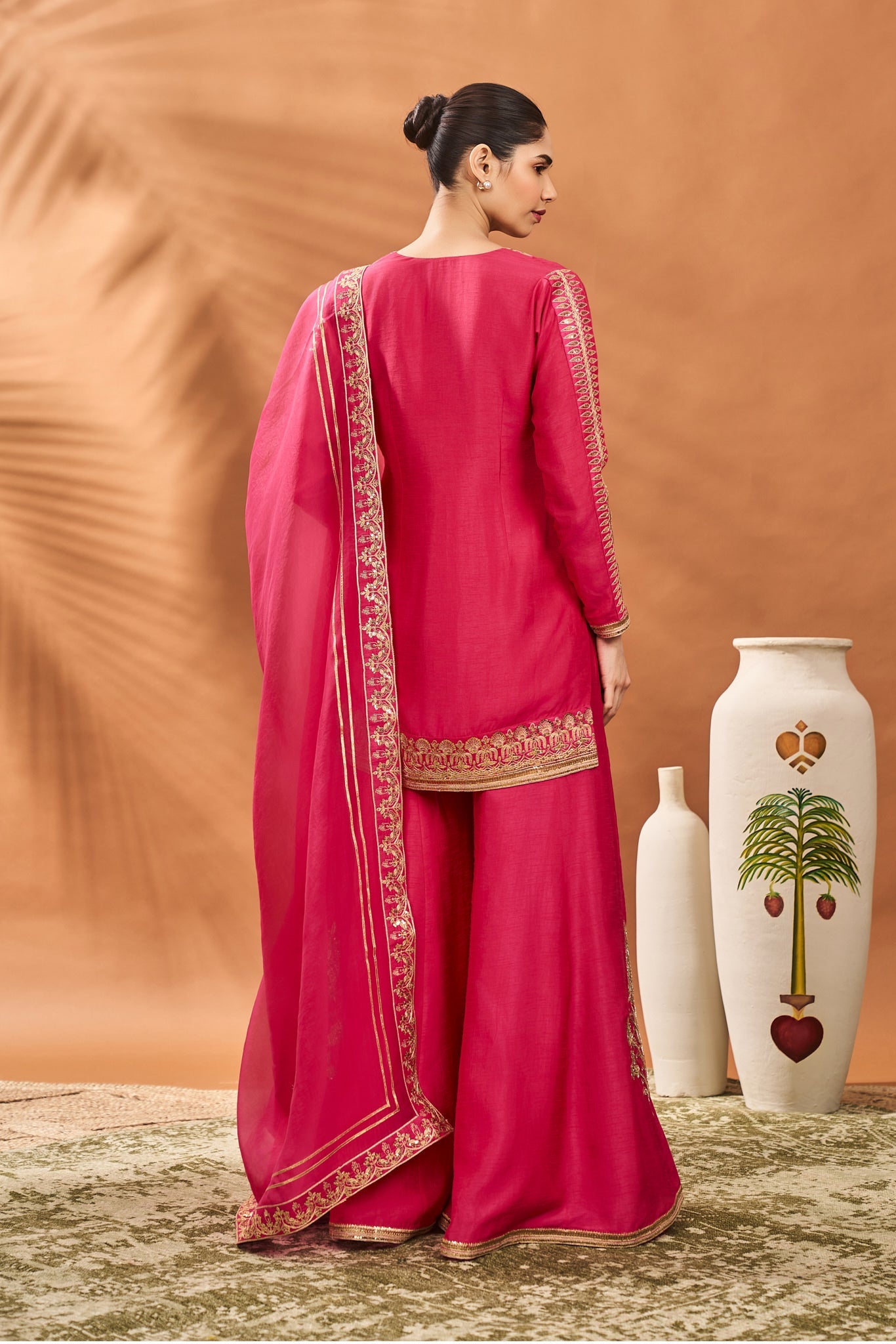 Pink Trikone Sharara Set