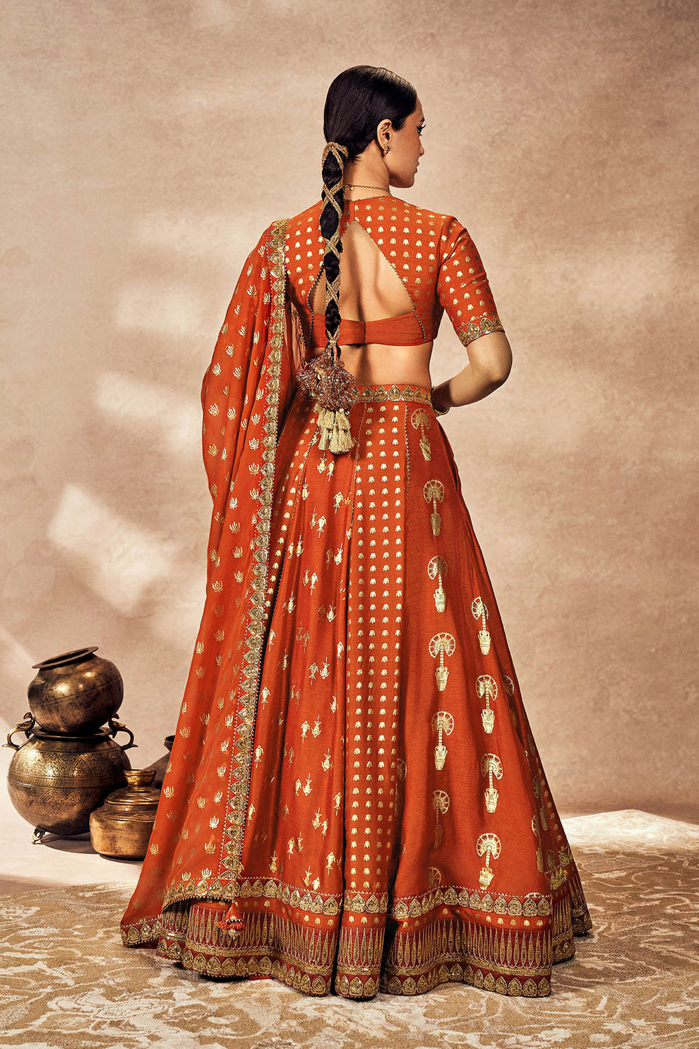 Rust Foil Lehenga Set - Ready To Ship