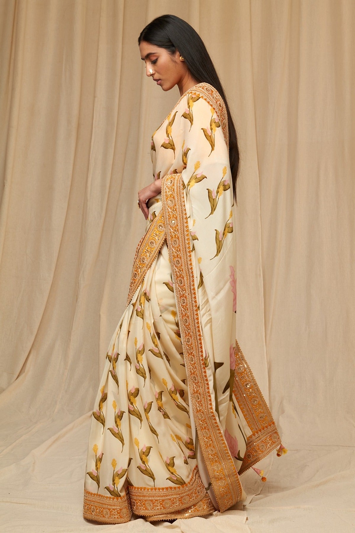 Ivory Floral Fantasy Saree