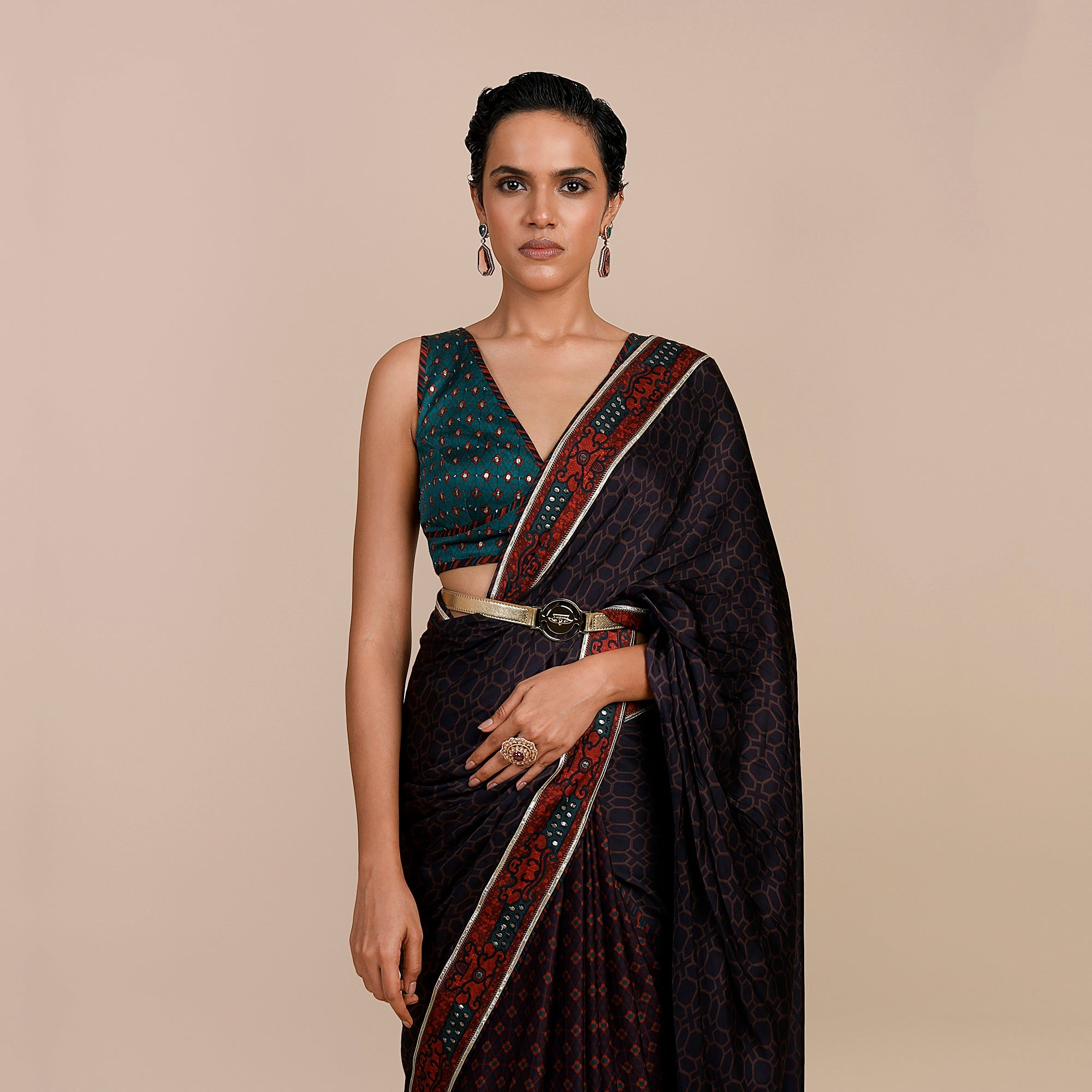 Mulbery Purple - Turquoise Blue Saree Set | SATT