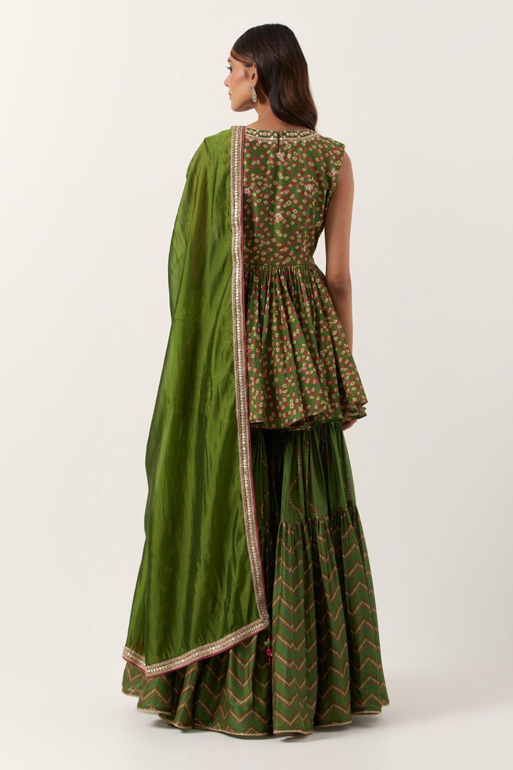 Pickle Green Bandhani Kedia Set