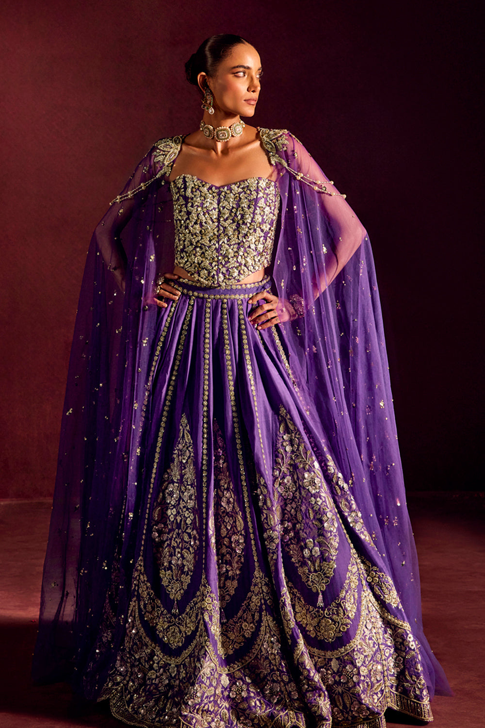 Purple Corset Lehenga Set