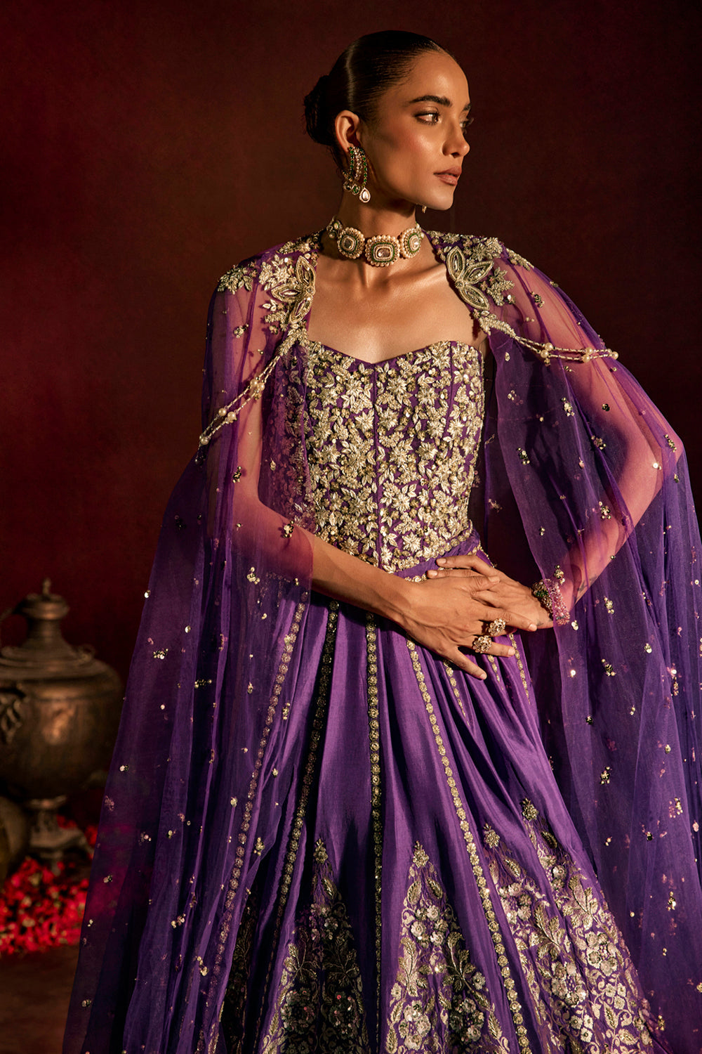 Purple Corset Lehenga Set