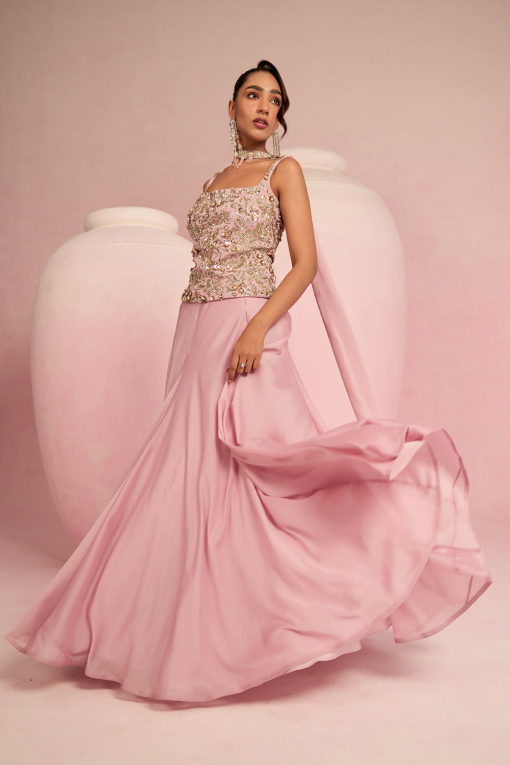 Soft Pink Corset Top & Skirt Set - Ready To Ship