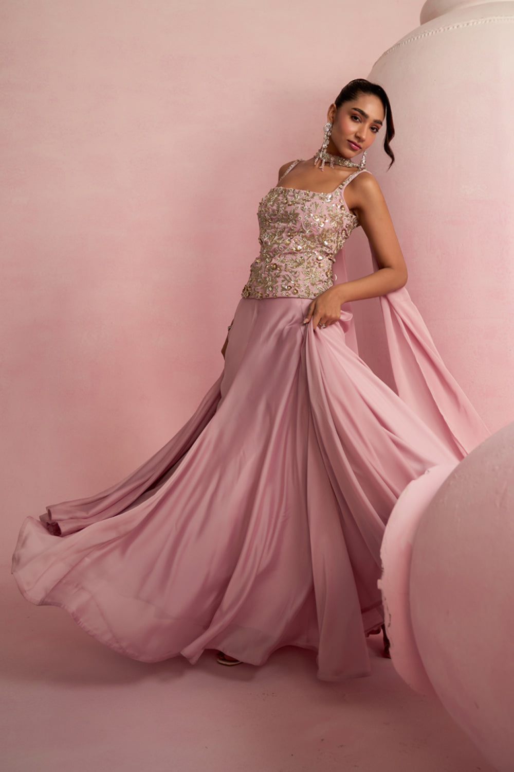 Soft Pink Corset Top & Skirt Set - Ready To Ship