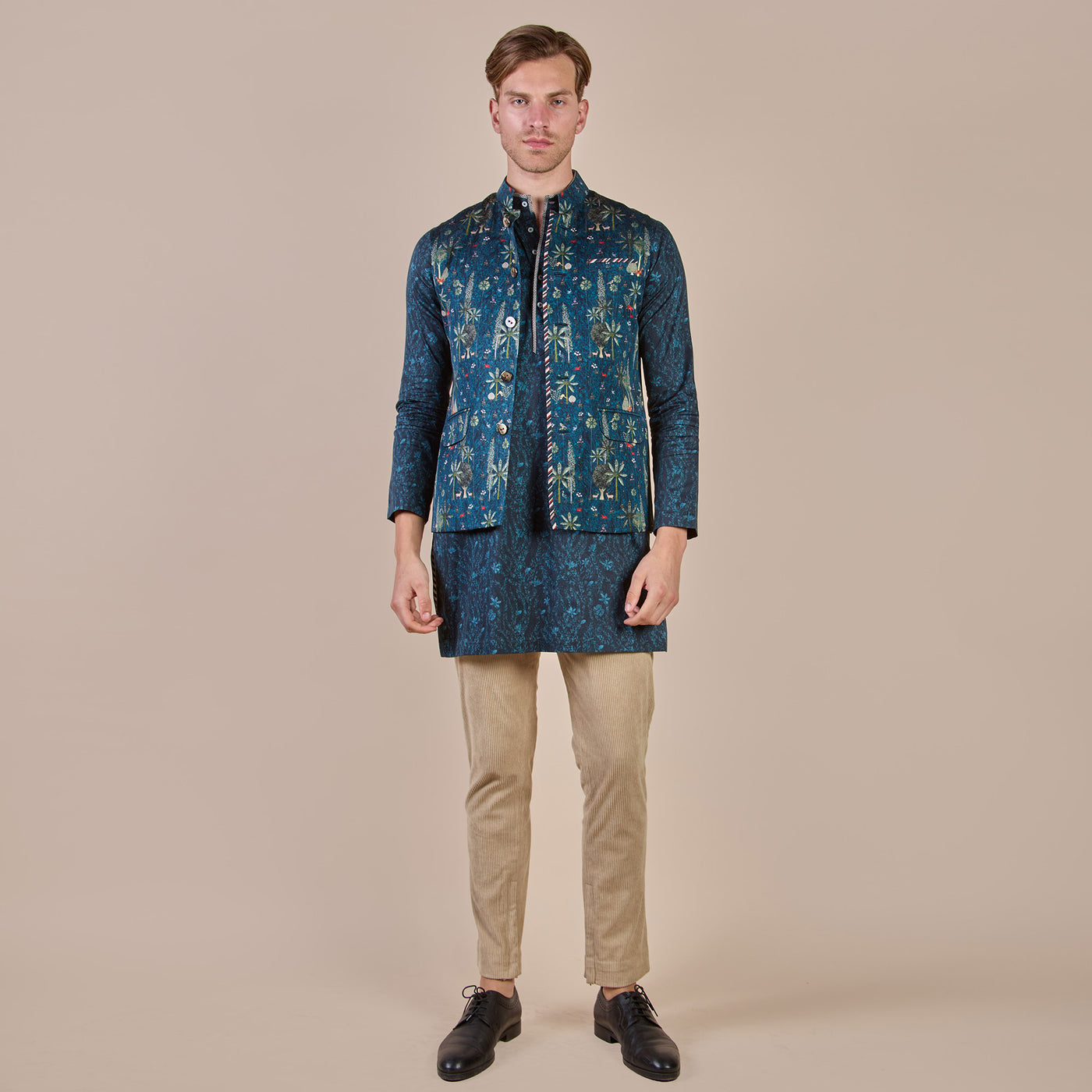 PRUSSIAN BLUE NEHRU JACKET & KURTA SET - Ready To Ship