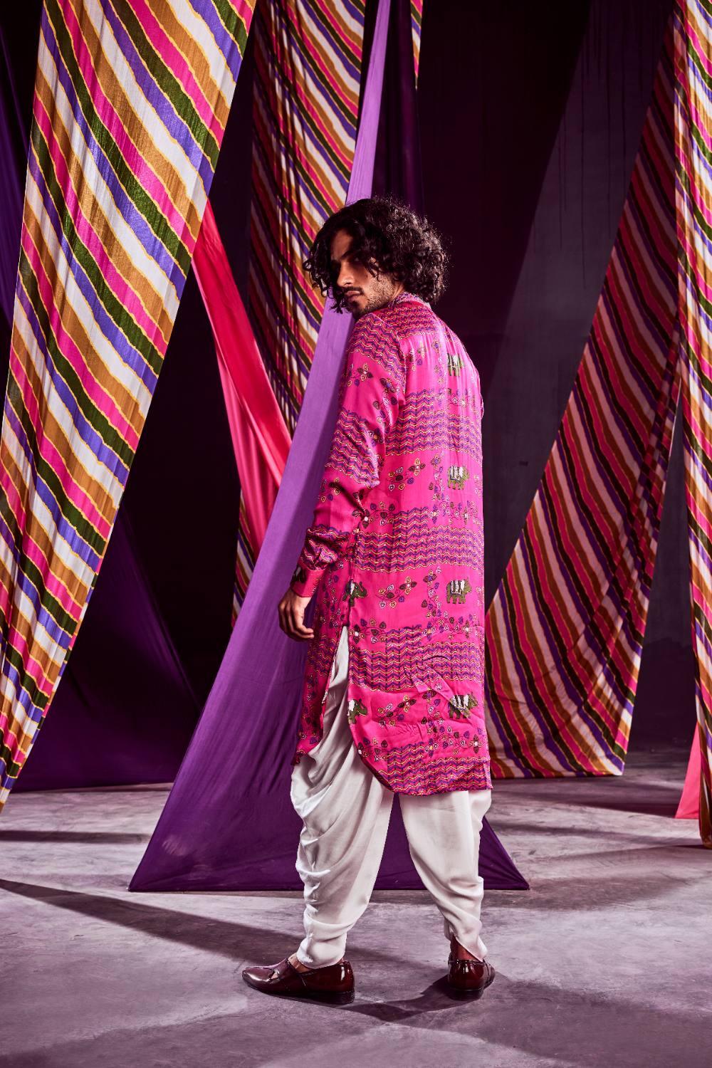 Pink Printed Kurta With Pants