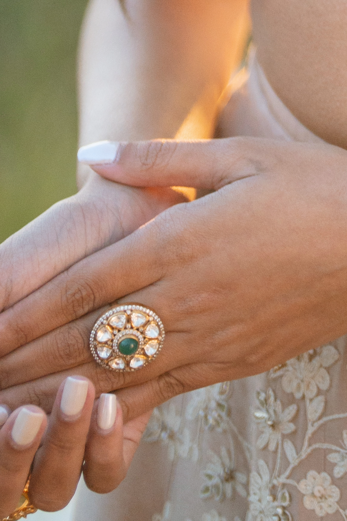 GOLD GREEN STONE - RING