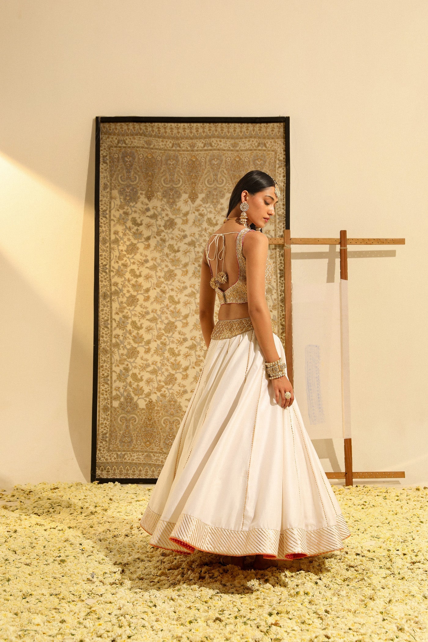 Aayan - Daisy Ivory Hand Embroidered Lehenga set with Odhni