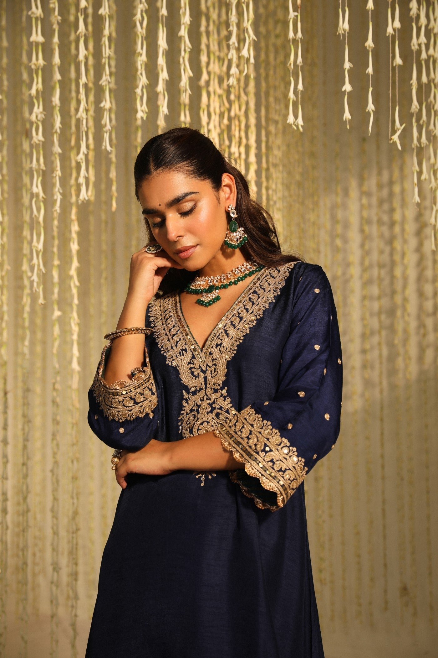 MYSHA - DEEP BLUE LONG CHOGA WITH SALWAR (LXRTS)
