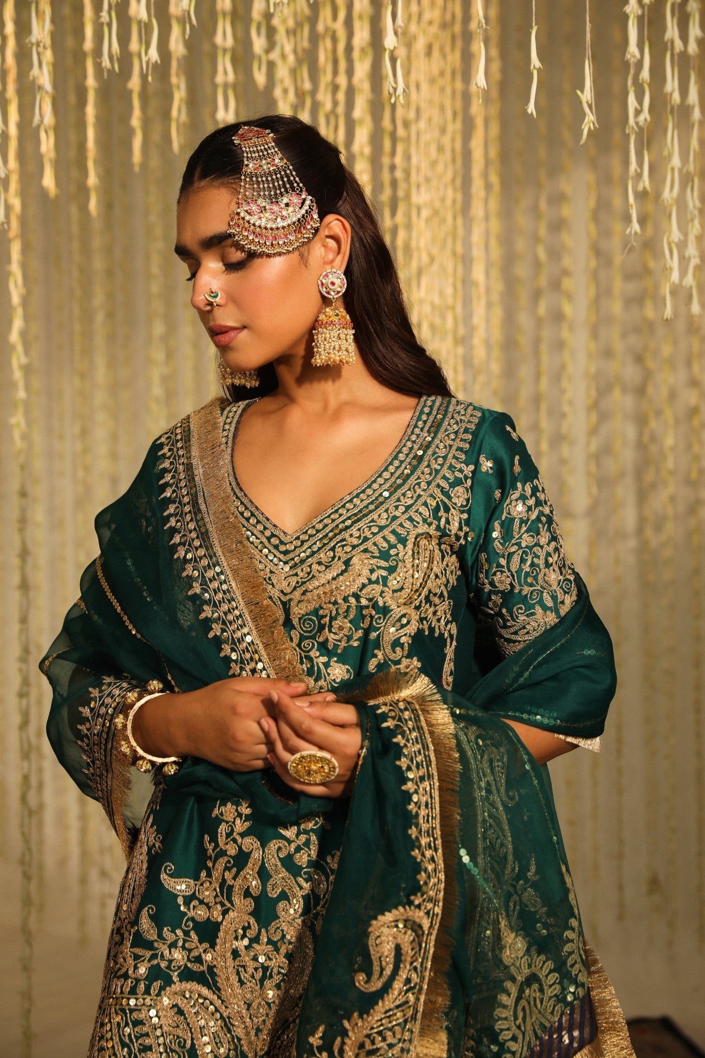 AAFIYA - EMERALD GREEN SHARARA