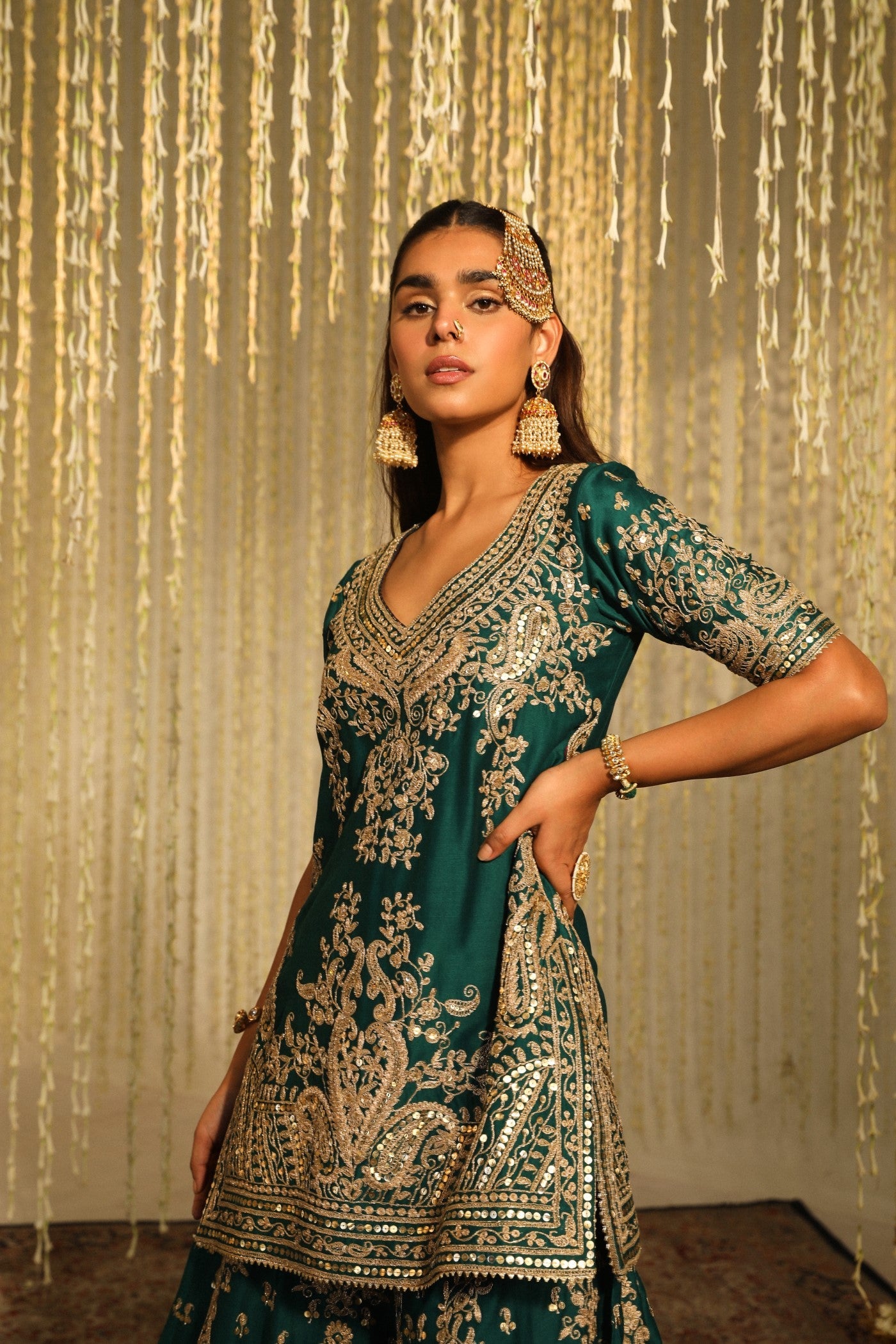 AAFIYA - EMERALD GREEN SHARARA