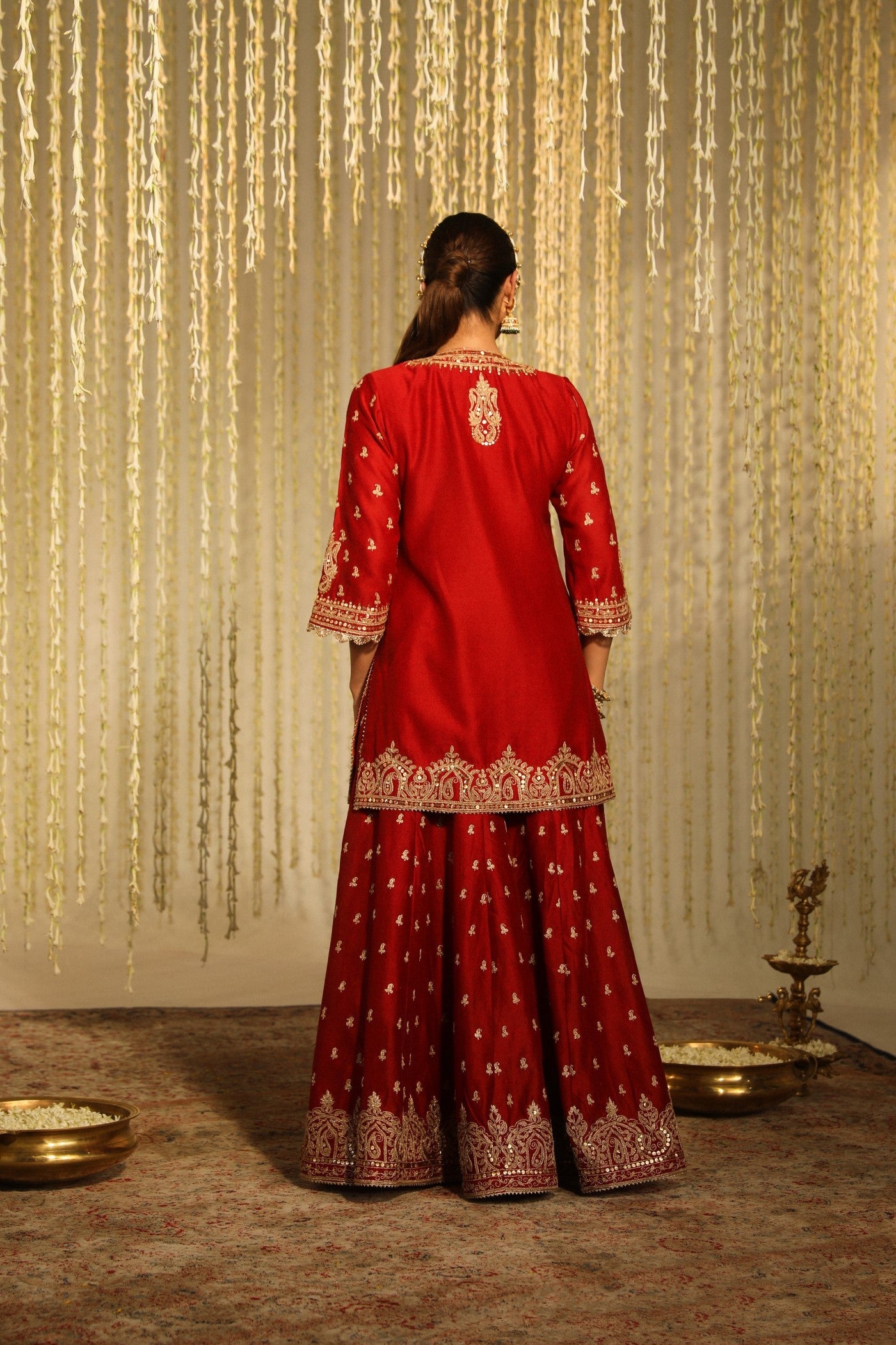MEHAL KEJRIWAL in MISHIKA - DEEP RED KURTA WITH SHARARA AND DUPATTA