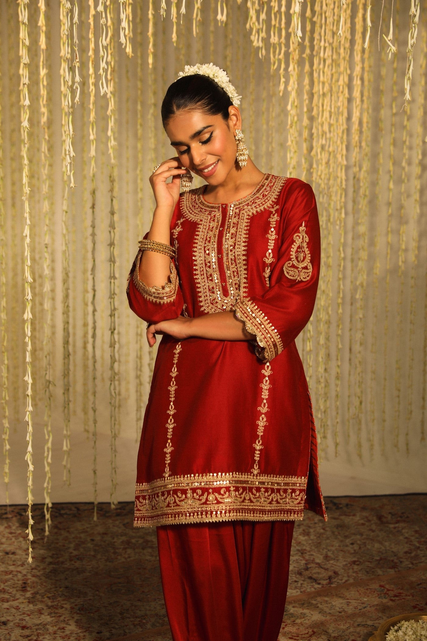 Gouri Grover In MEHAK - DEEP RED SHORT KURTA WITH SALWAR AND DUPATTA