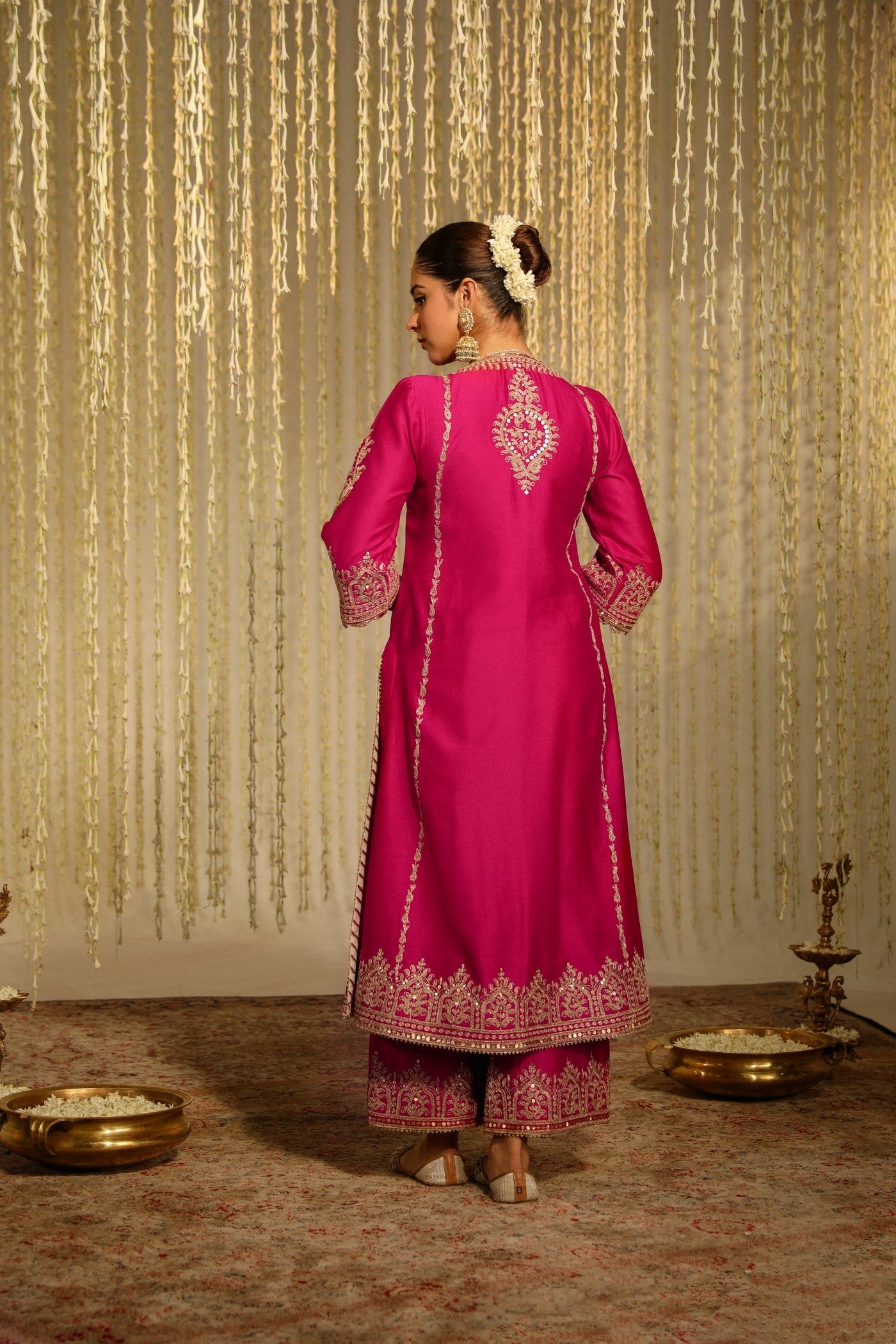 MAHIKA - HOTPINK LONG KURTA WITH PALAZZO AND DUPATTA