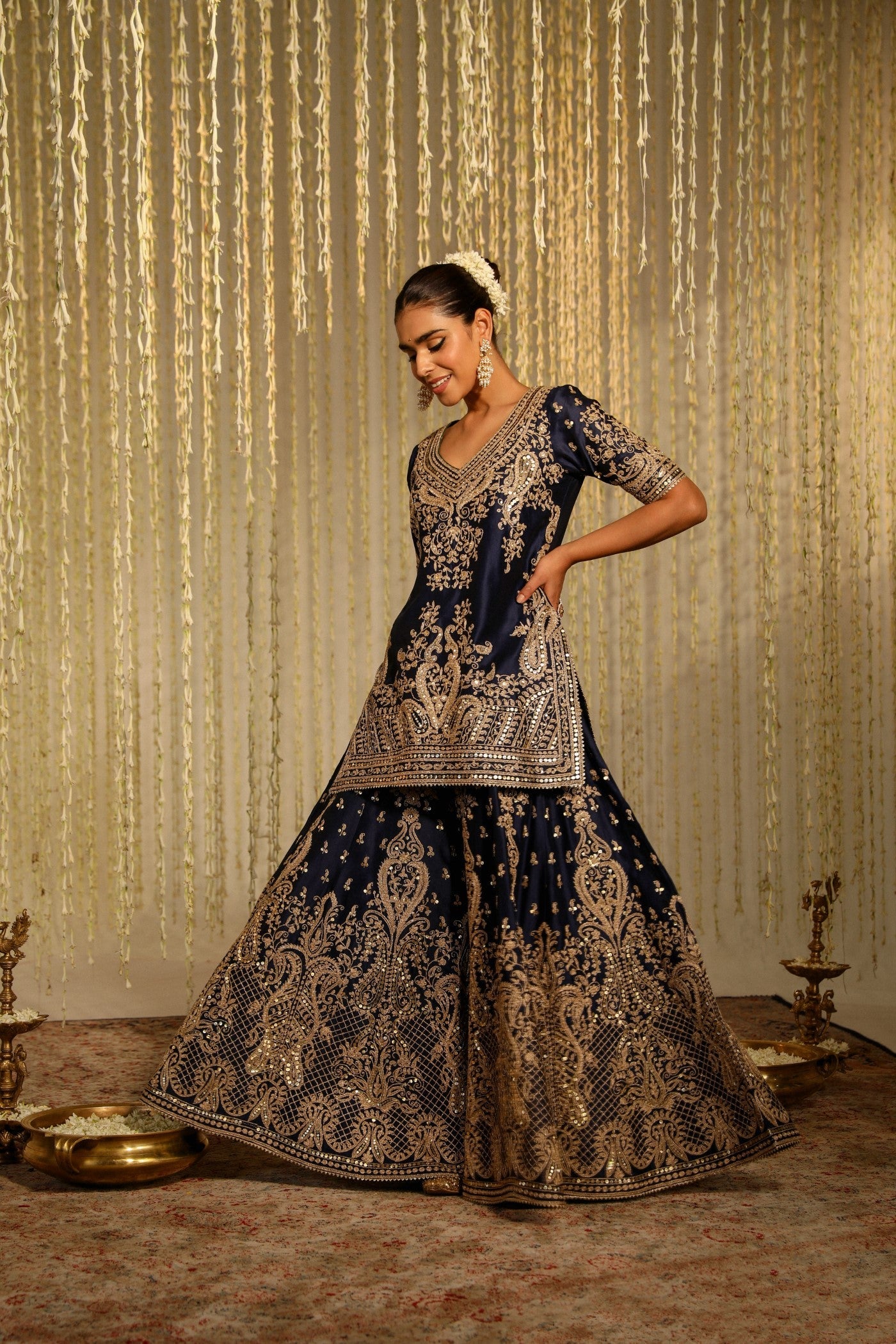 AAFIYA - DEEP BLUE SHARARA