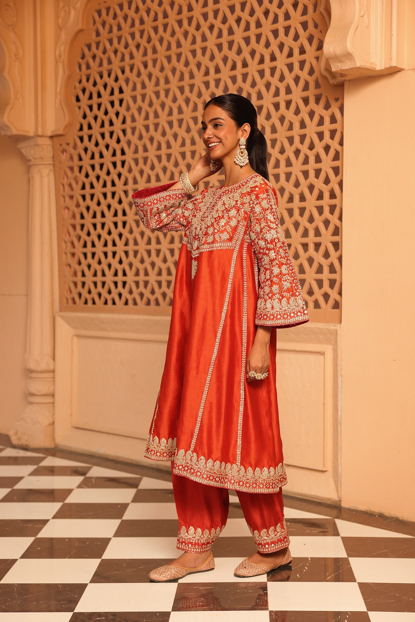 Aiman - Short Knee Length Choga with Salwar