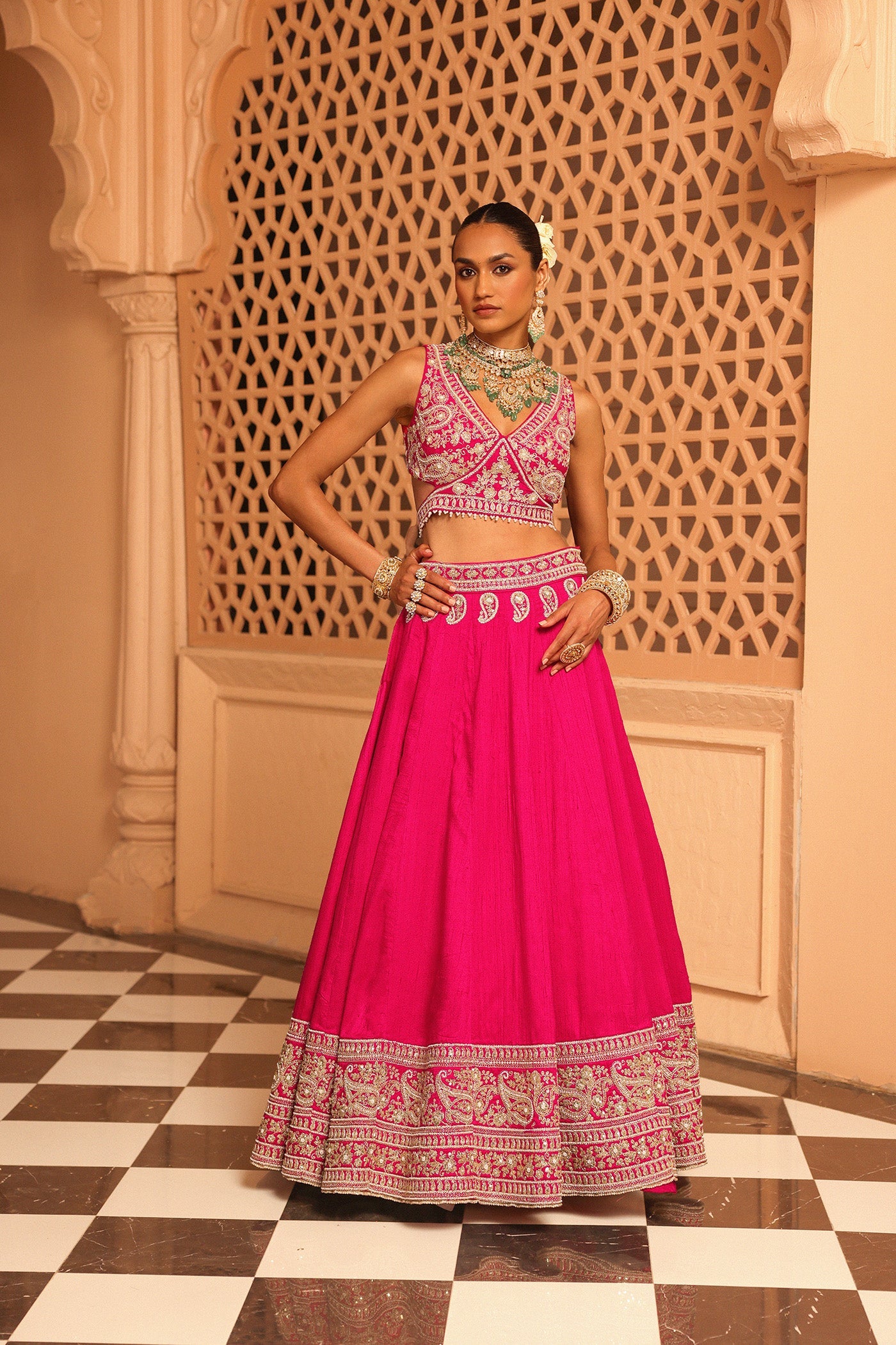 Ilma - Hotpink Lehenga with Blouse and Dupatta