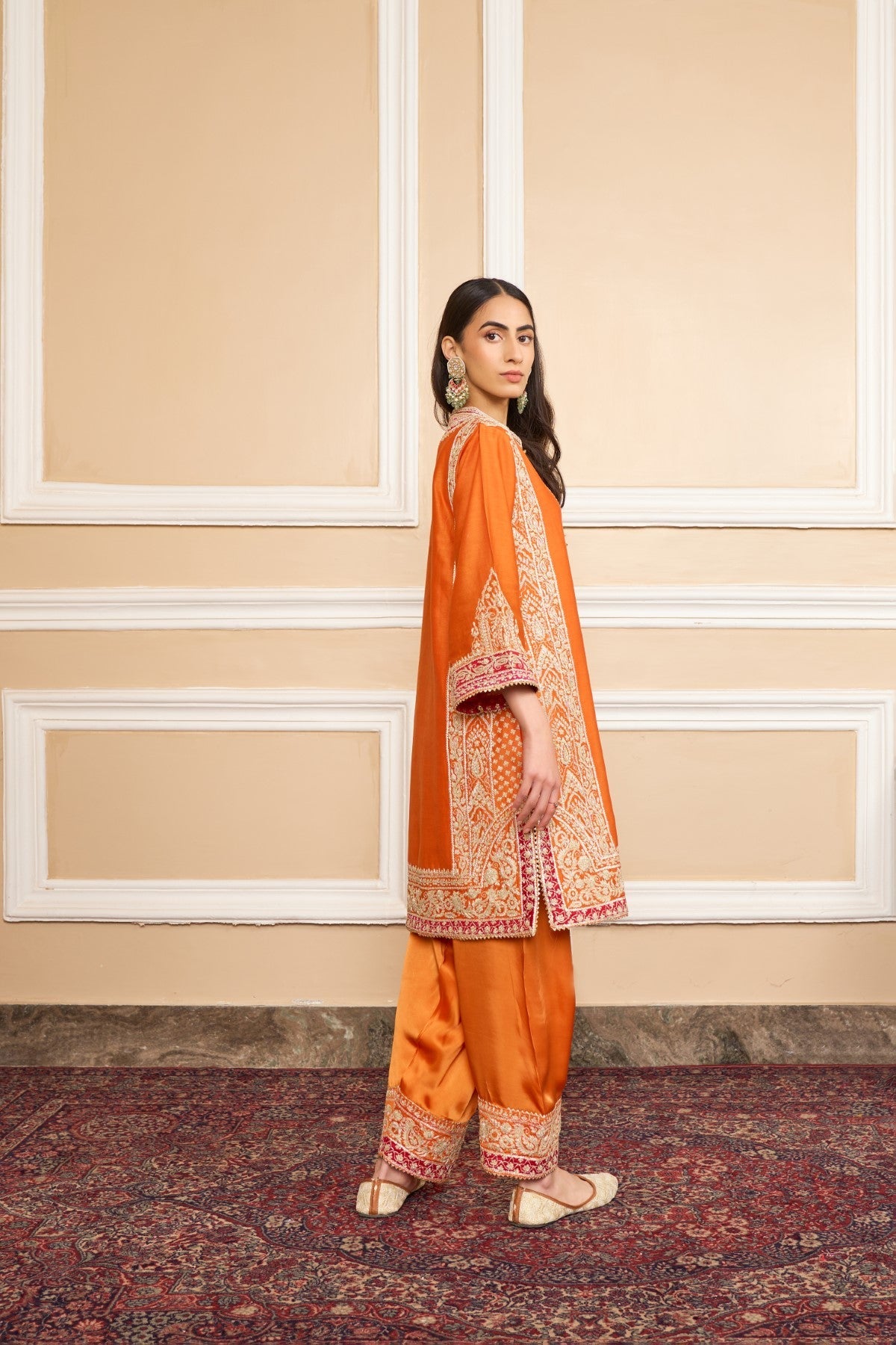 NAAYAAB - ORANGE SHORT KURTA WITH SALWAR AND DUPATTA (LXRTS)