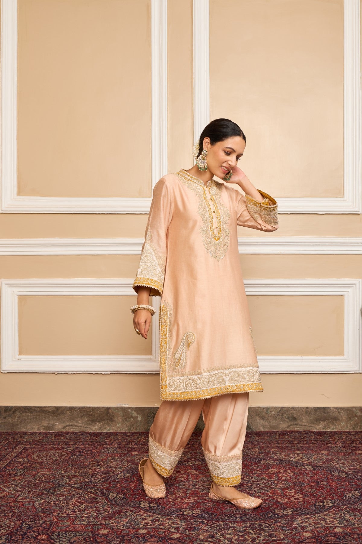 SABAA - ROSEPINK SHORT KURTA WITH SALWAR AND DUPATTA