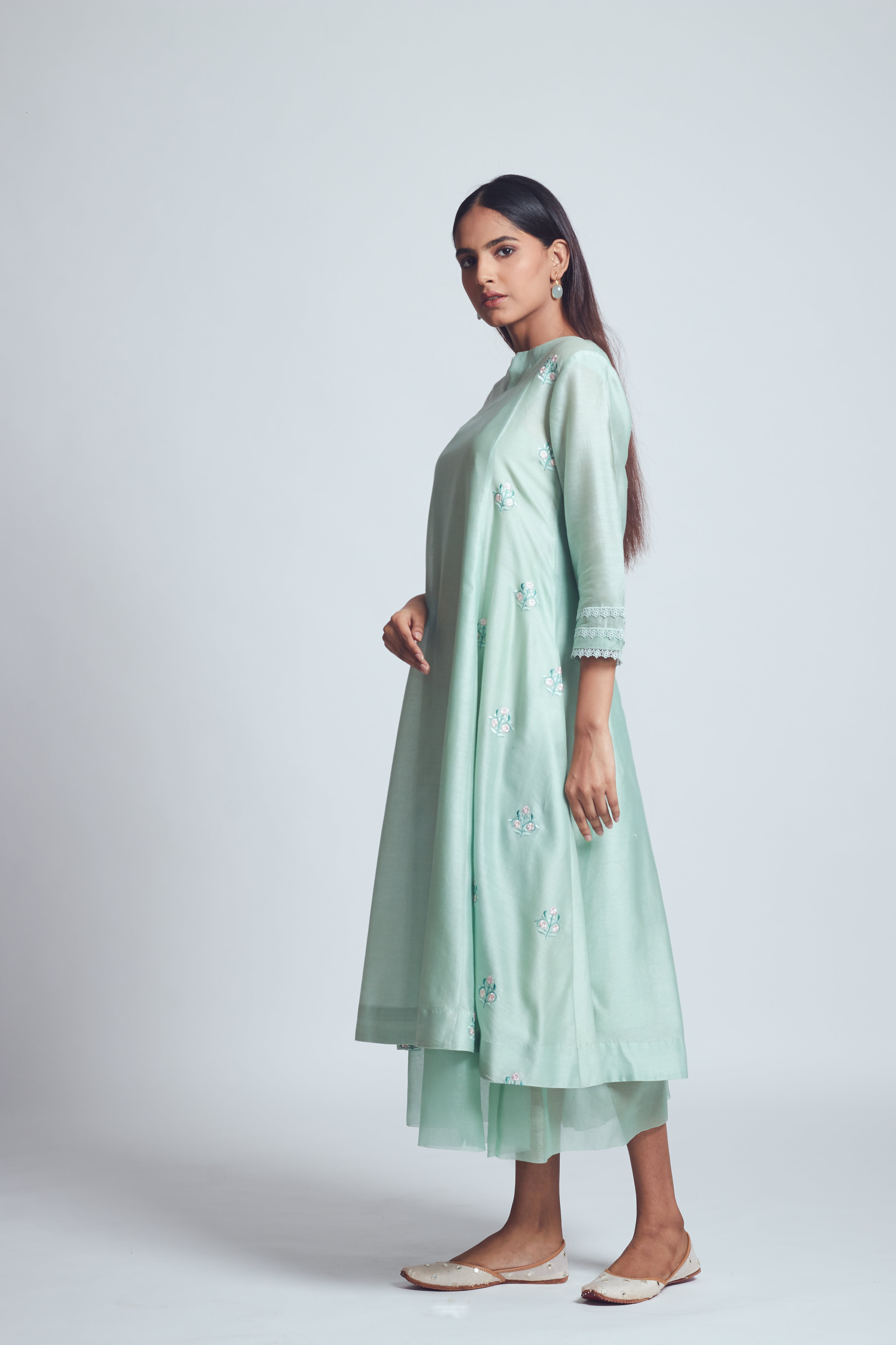 Amna- Sage green princess cut summer dress