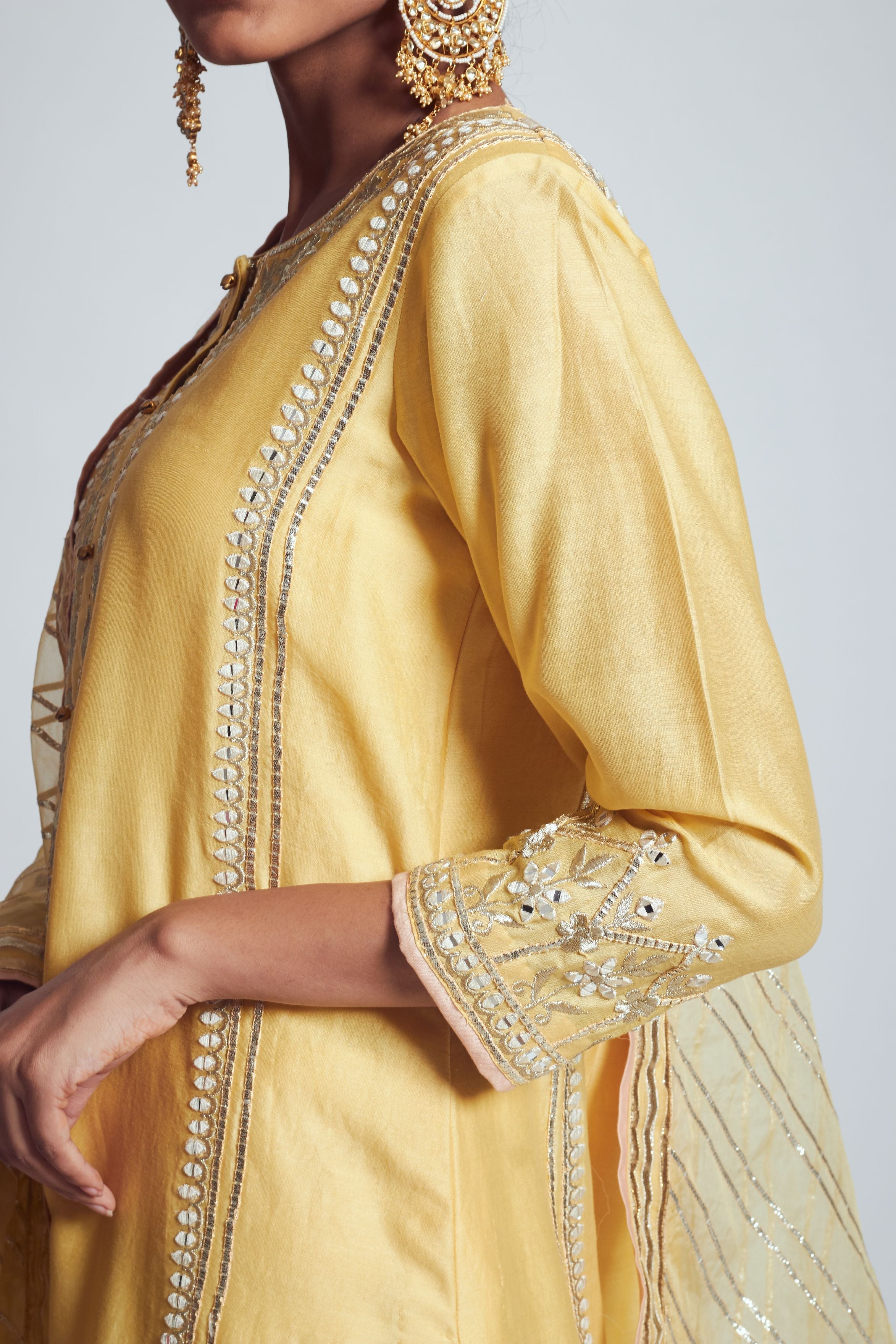 Rizwanaa- Happy yellow chanderi silk ensemble