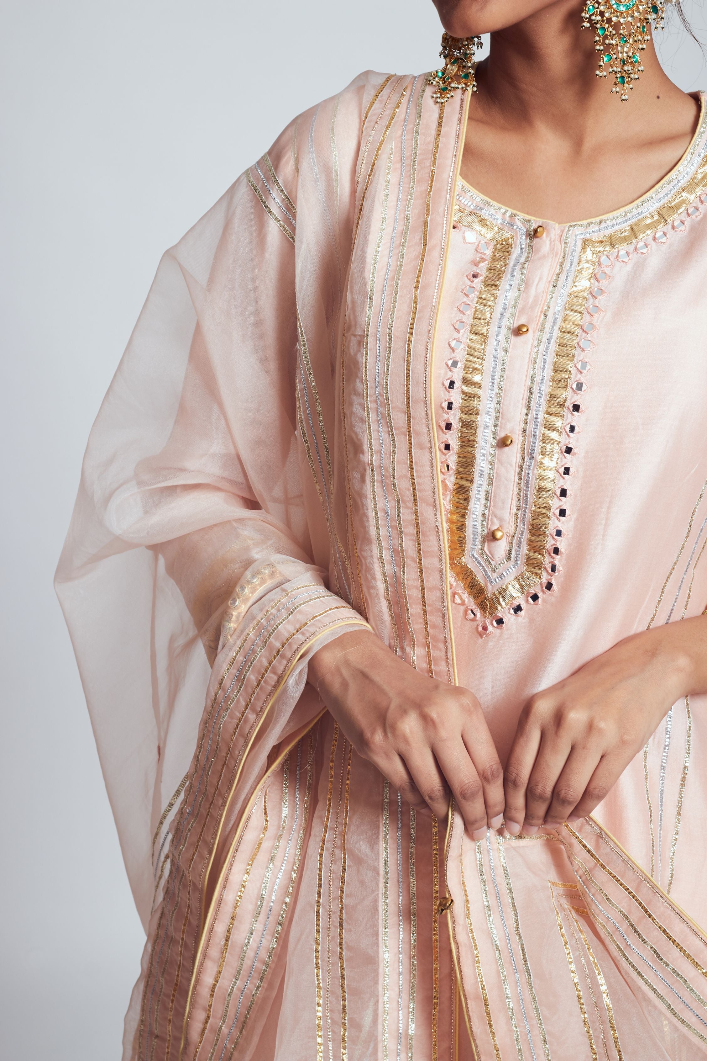 Rukshana- Blush rose pink chanderi silk ensemble