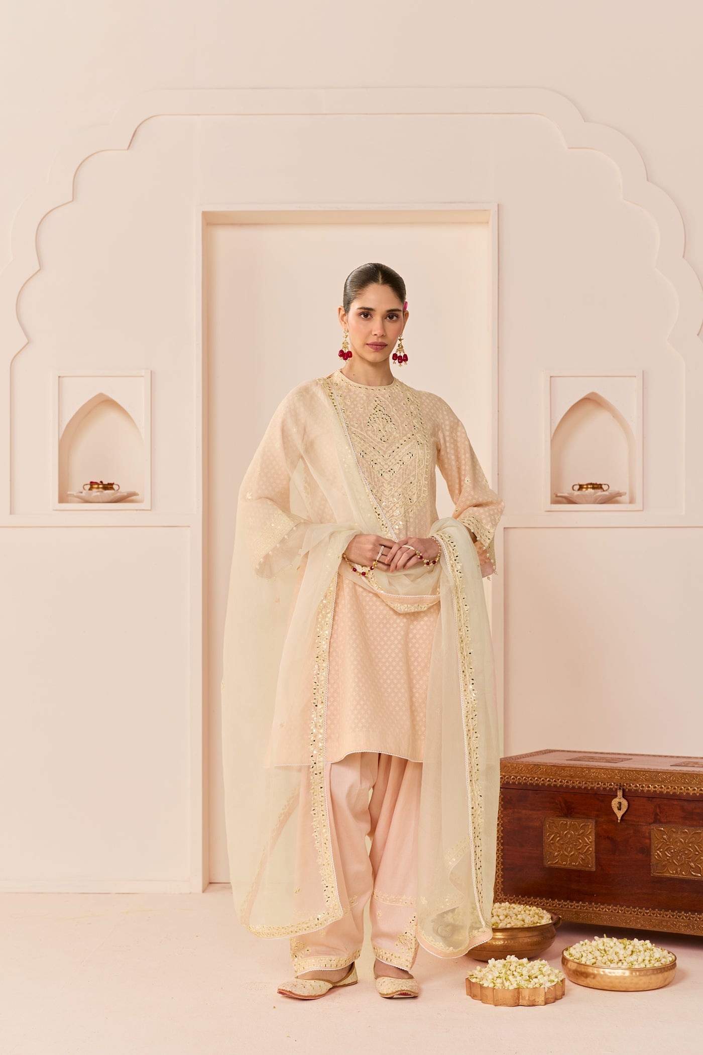 Nida - Carnation Pink Short Choga With Farshi Salwar (LXRTS)