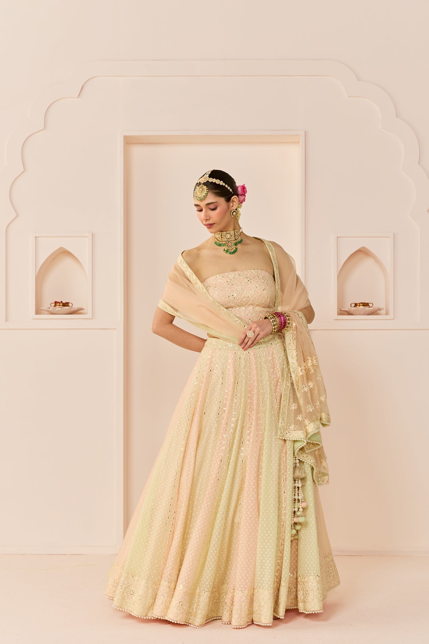 Umaiza - Carnation Pink Lehenga With Blouse And Dupatta