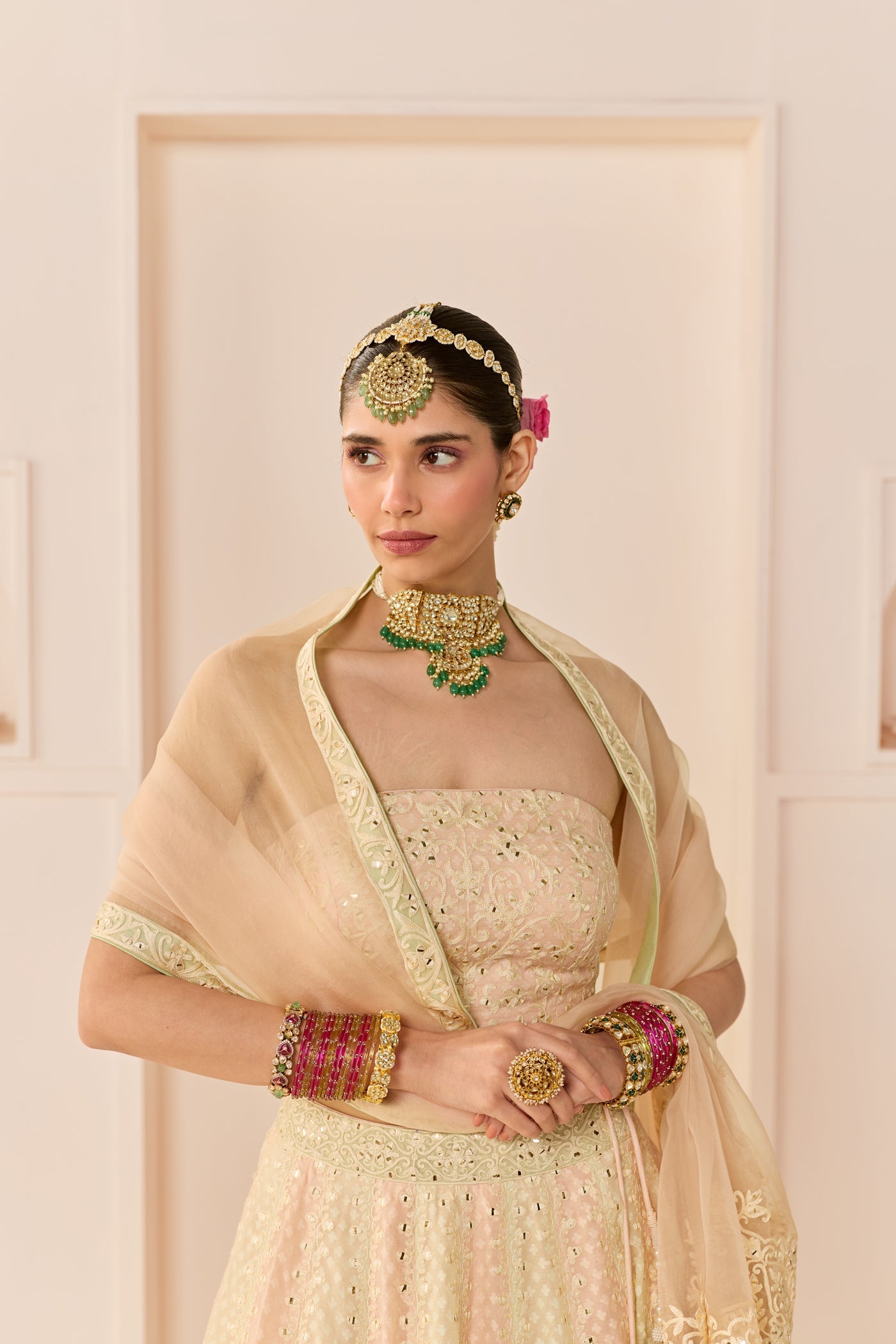 Umaiza - Carnation Pink Lehenga With Blouse And Dupatta