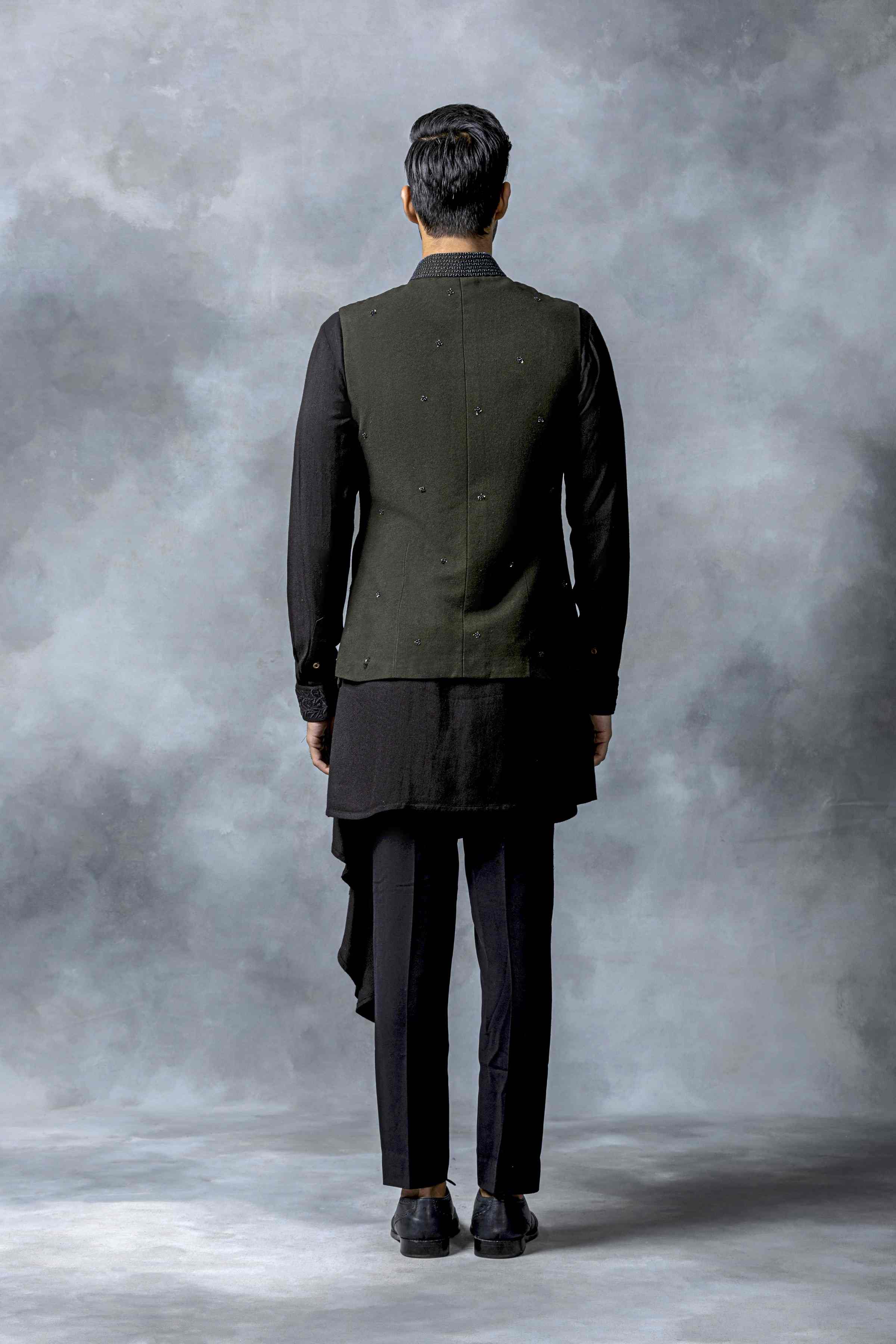 Olive Green Asymmetrical Kurta Set