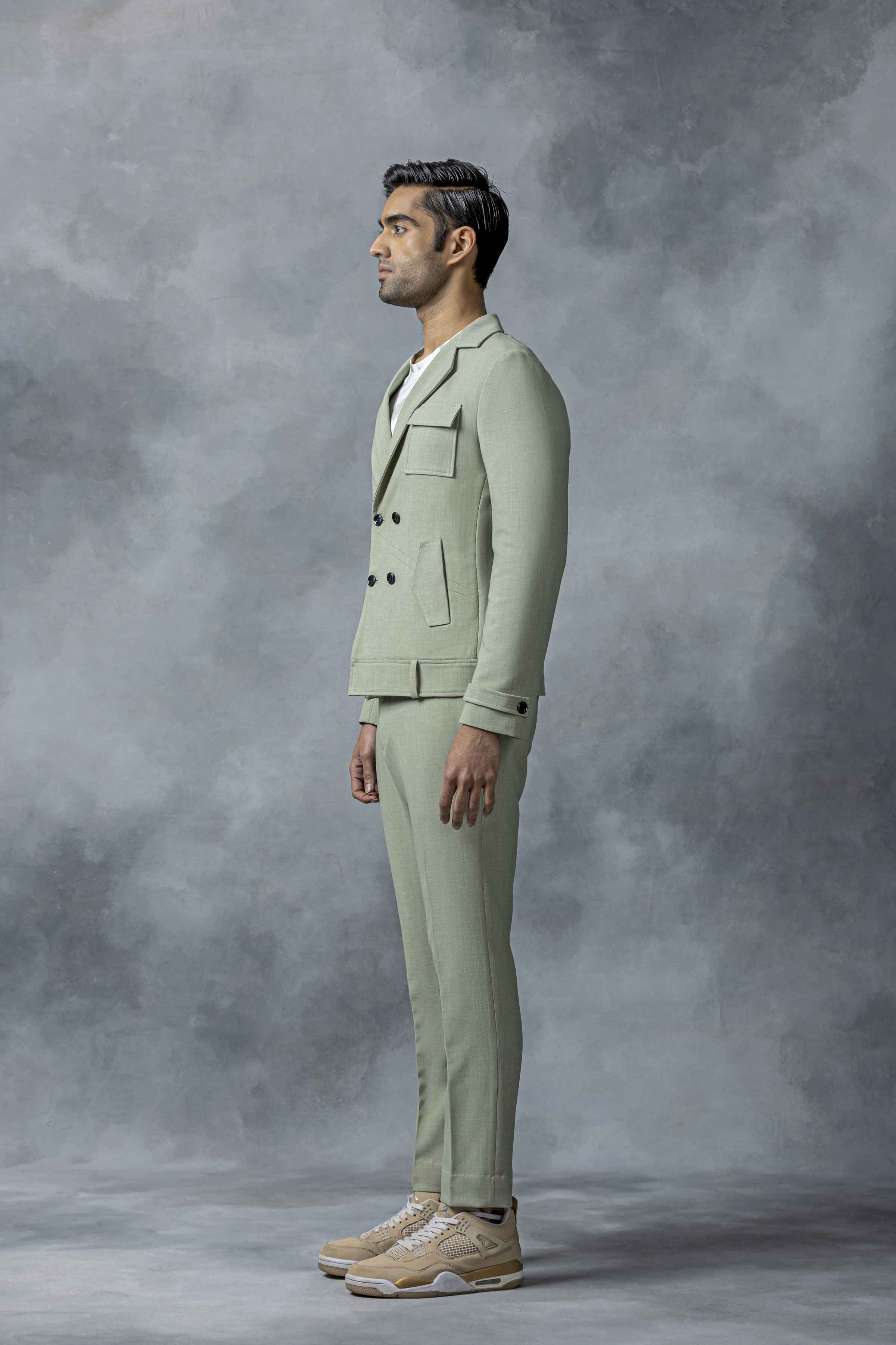 Pistachio Green Double Breasted Blazer Set