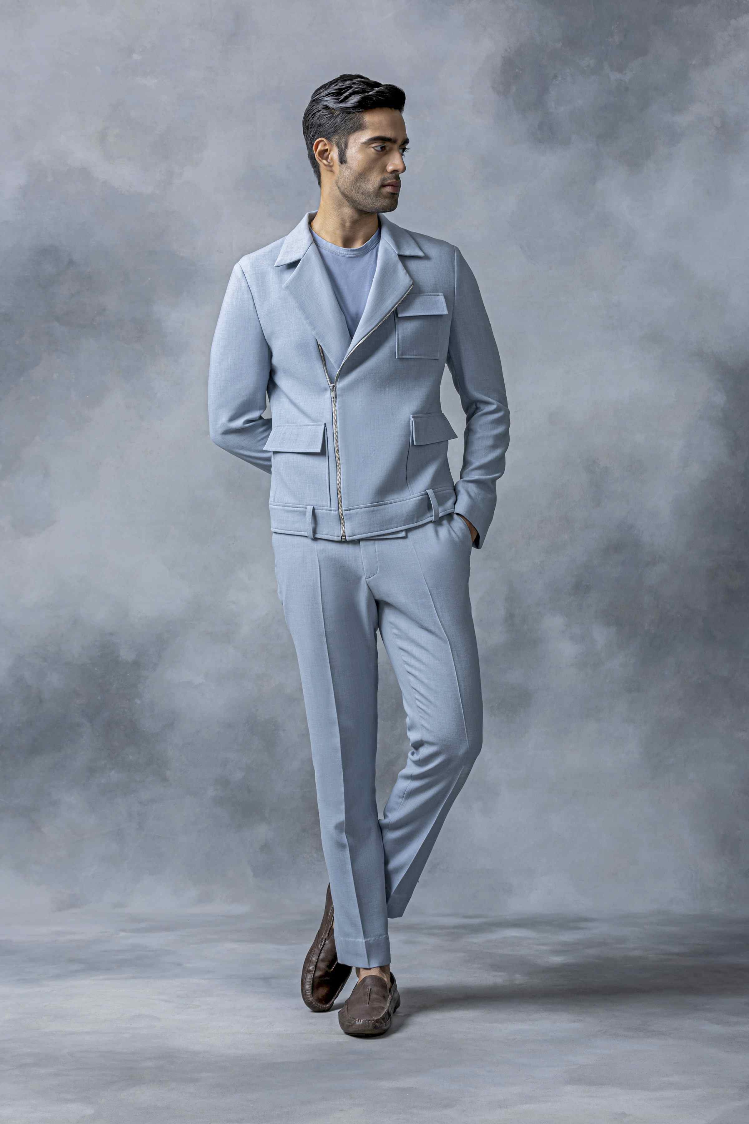 Sky Blue Patch Pocket Blazer Set
