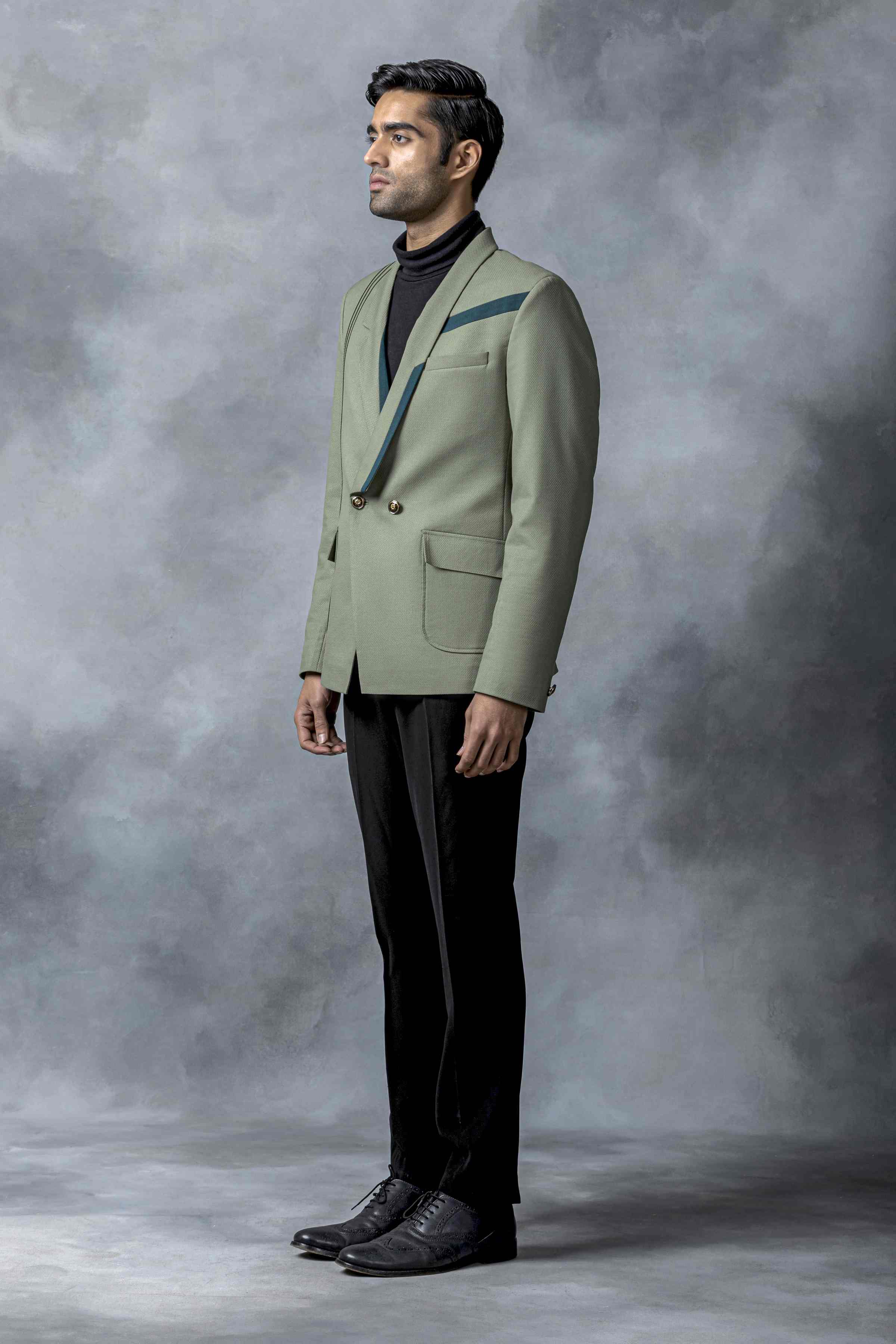 Green Pintuck Blazer