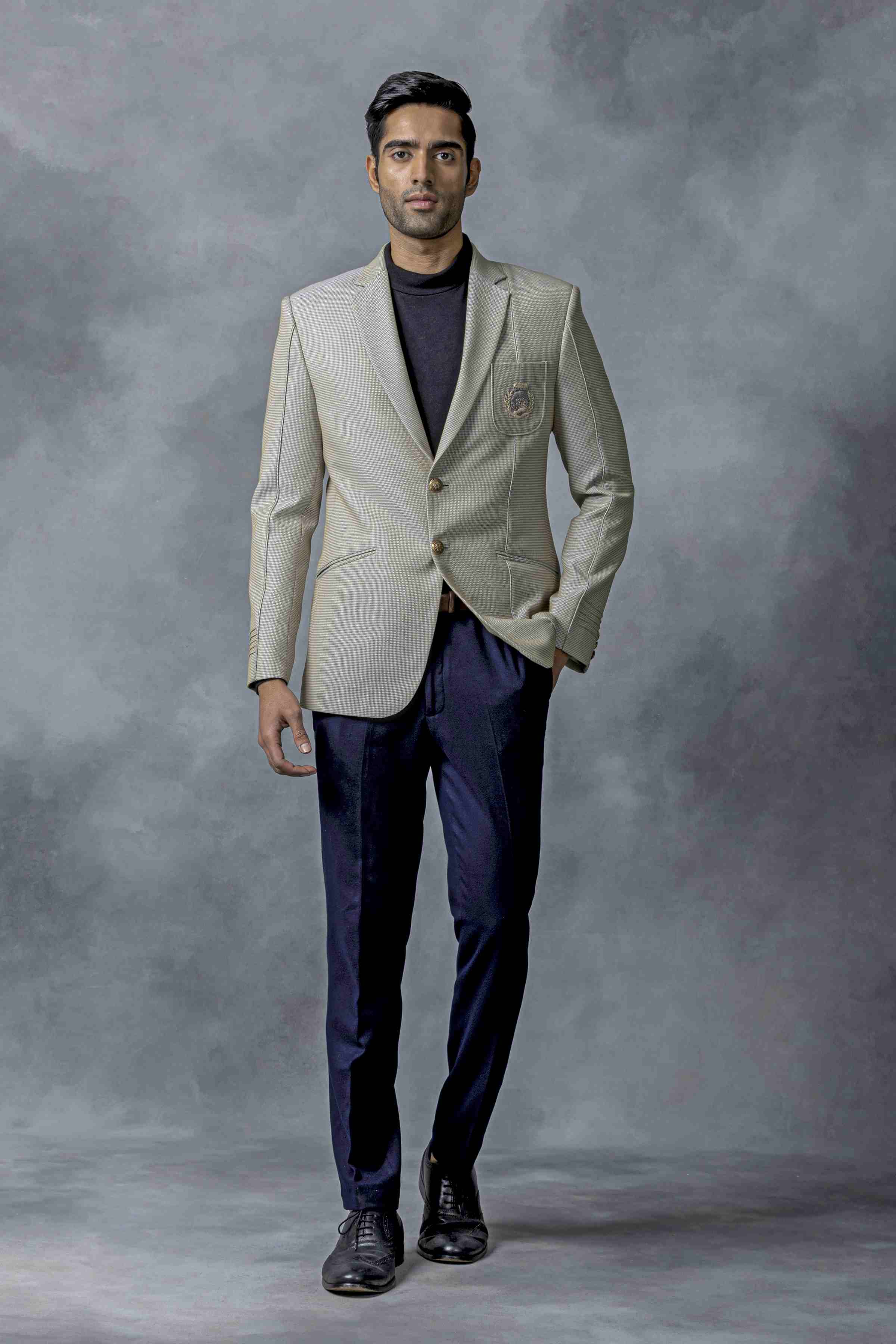 Grey Blazer With Patch Pocket
