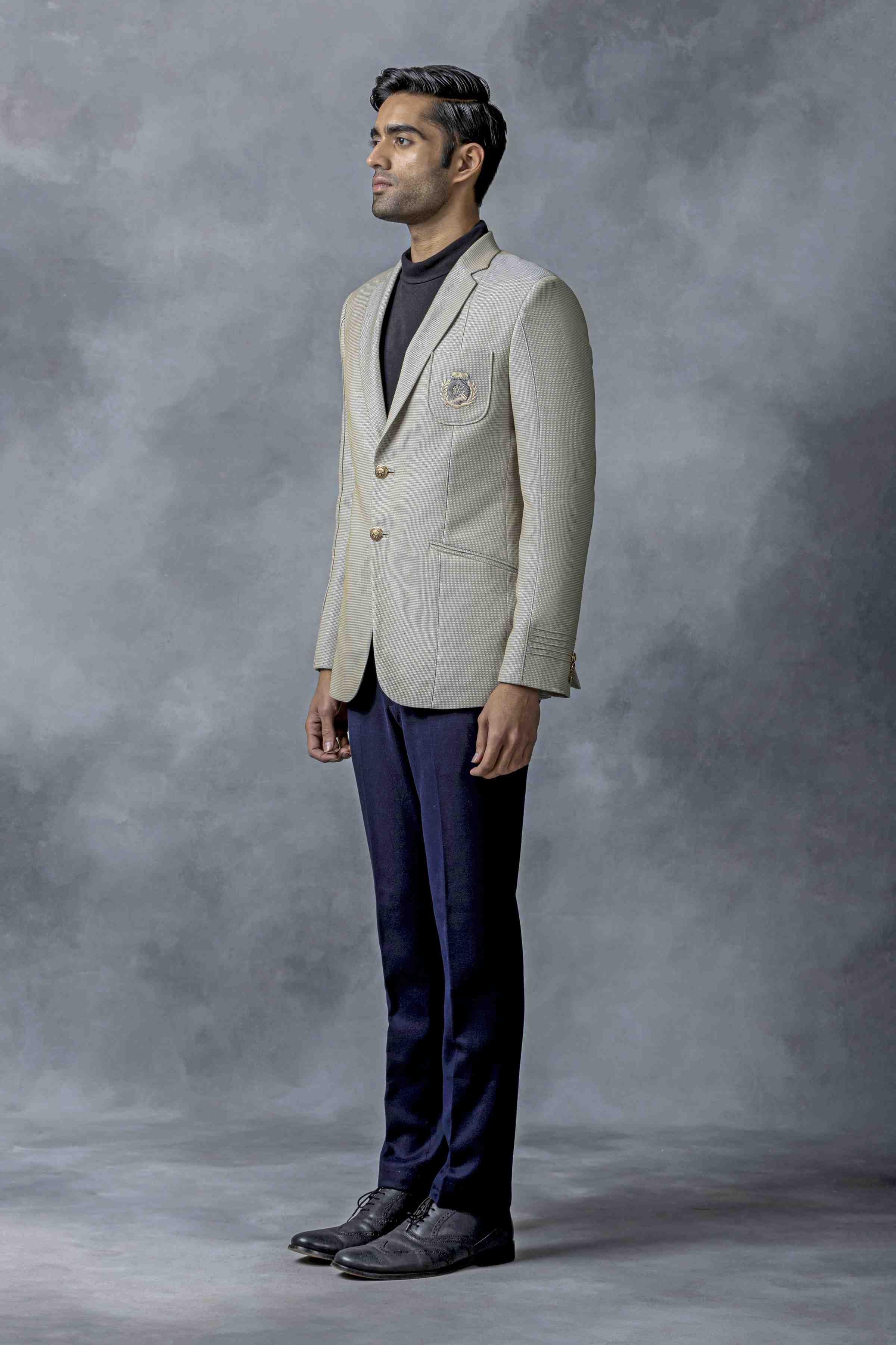 Grey Blazer With Patch Pocket