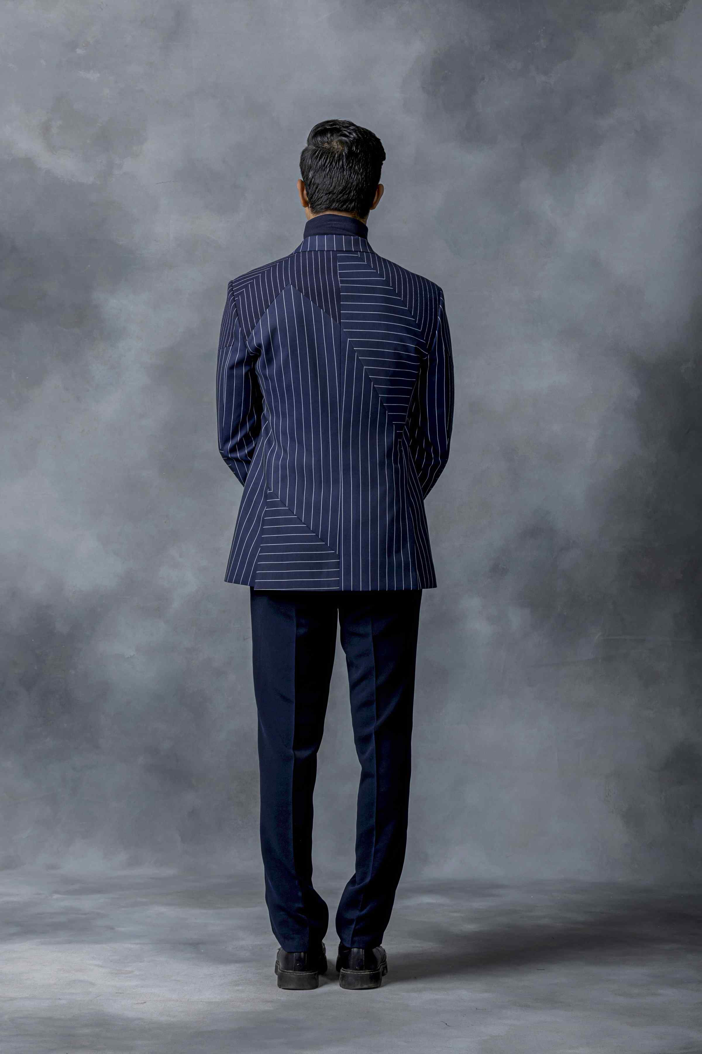 Navy Blazer With Panel Design