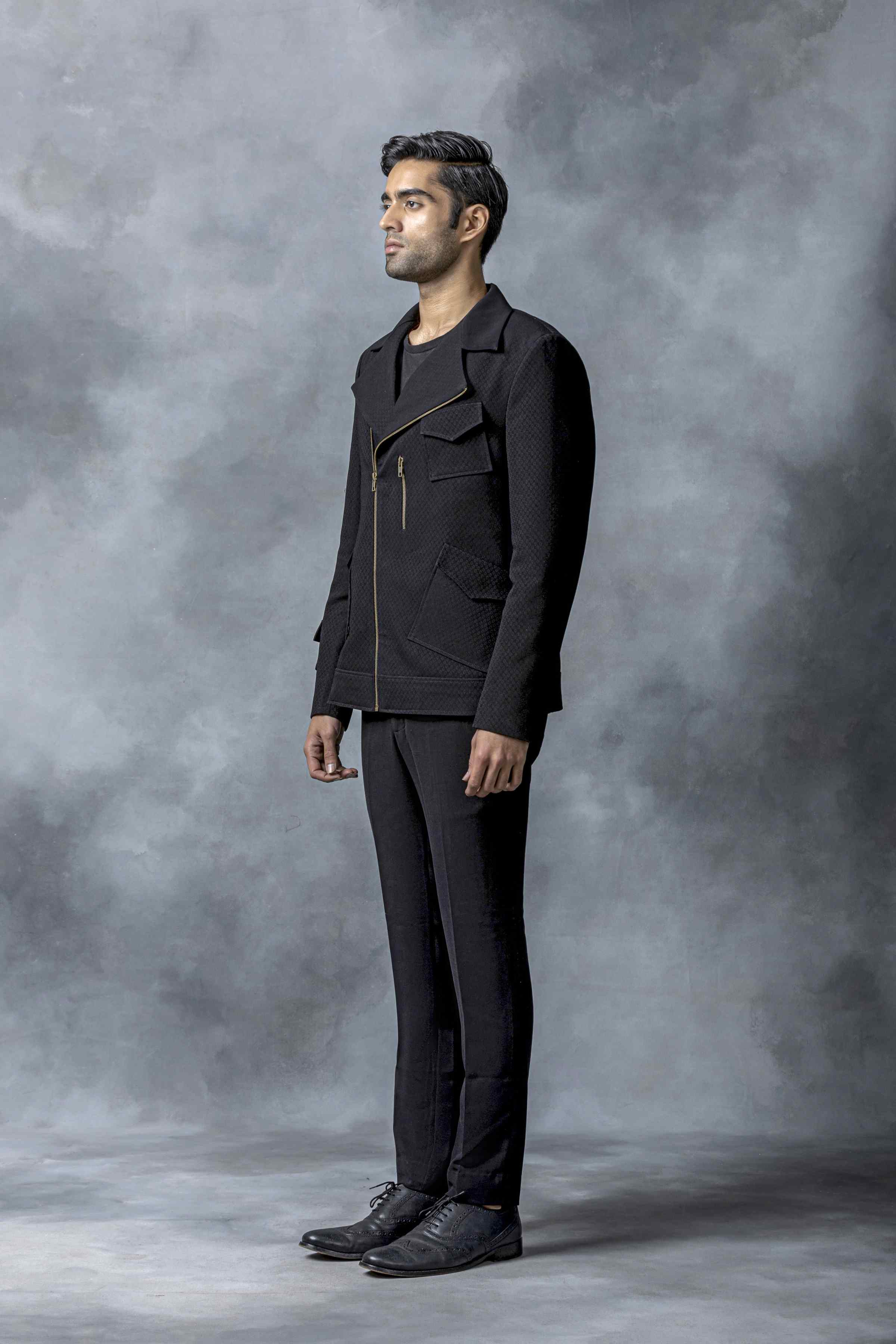 Black Slant Zipper Jacket