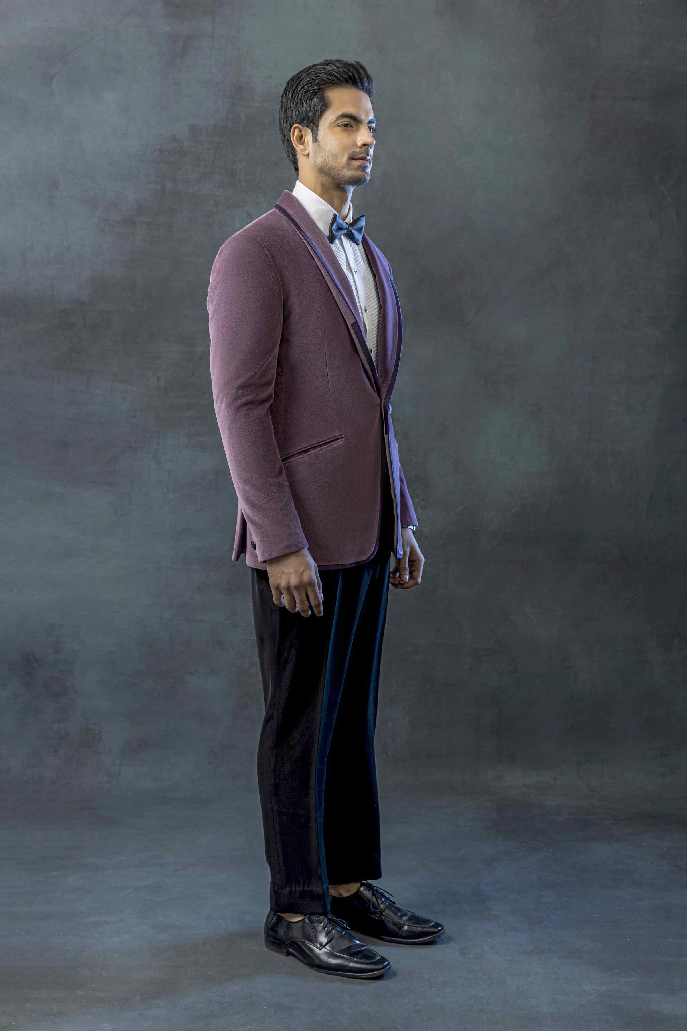 Purple Tuxedo With Satin Detailing