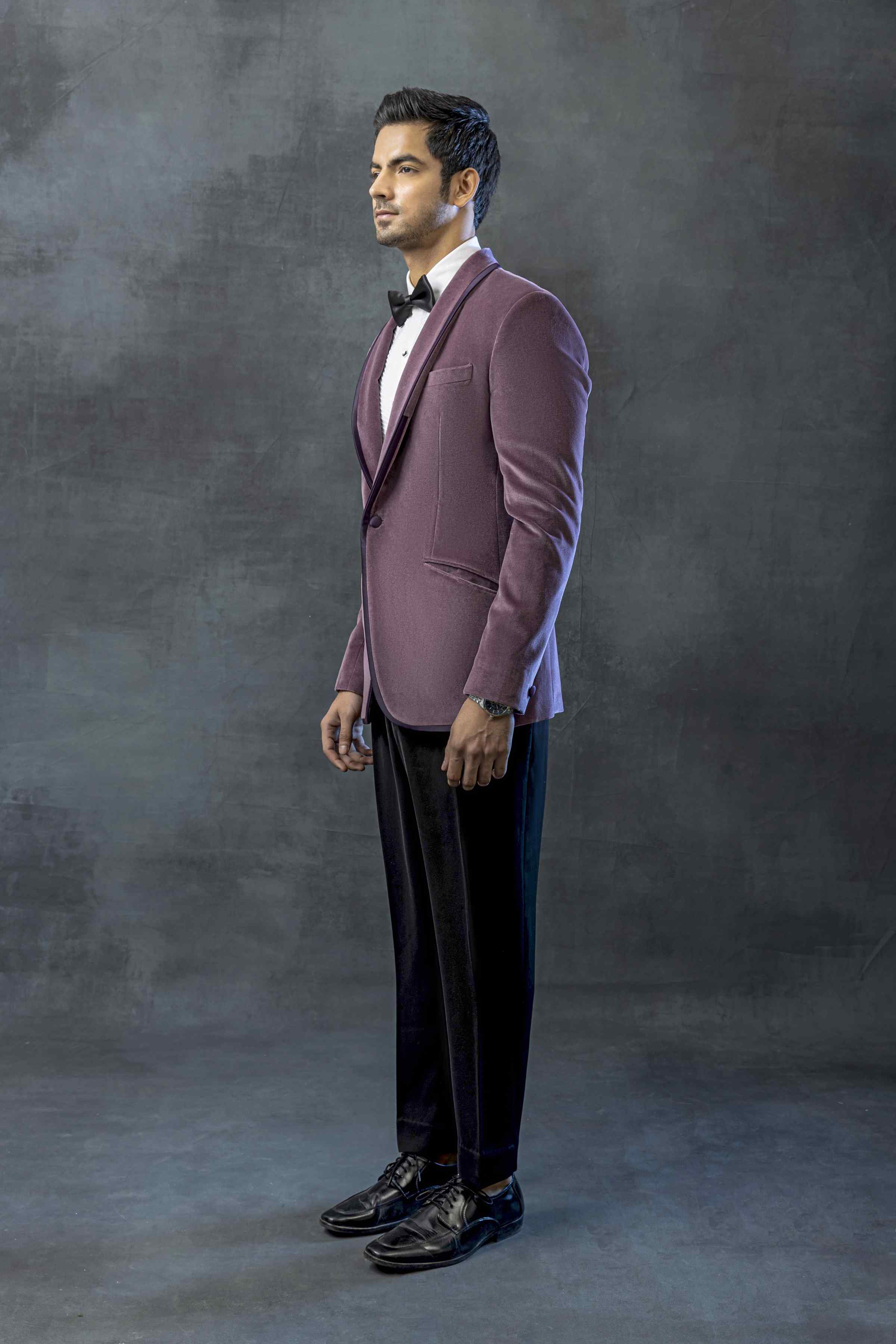 Purple Tuxedo With Satin Detailing