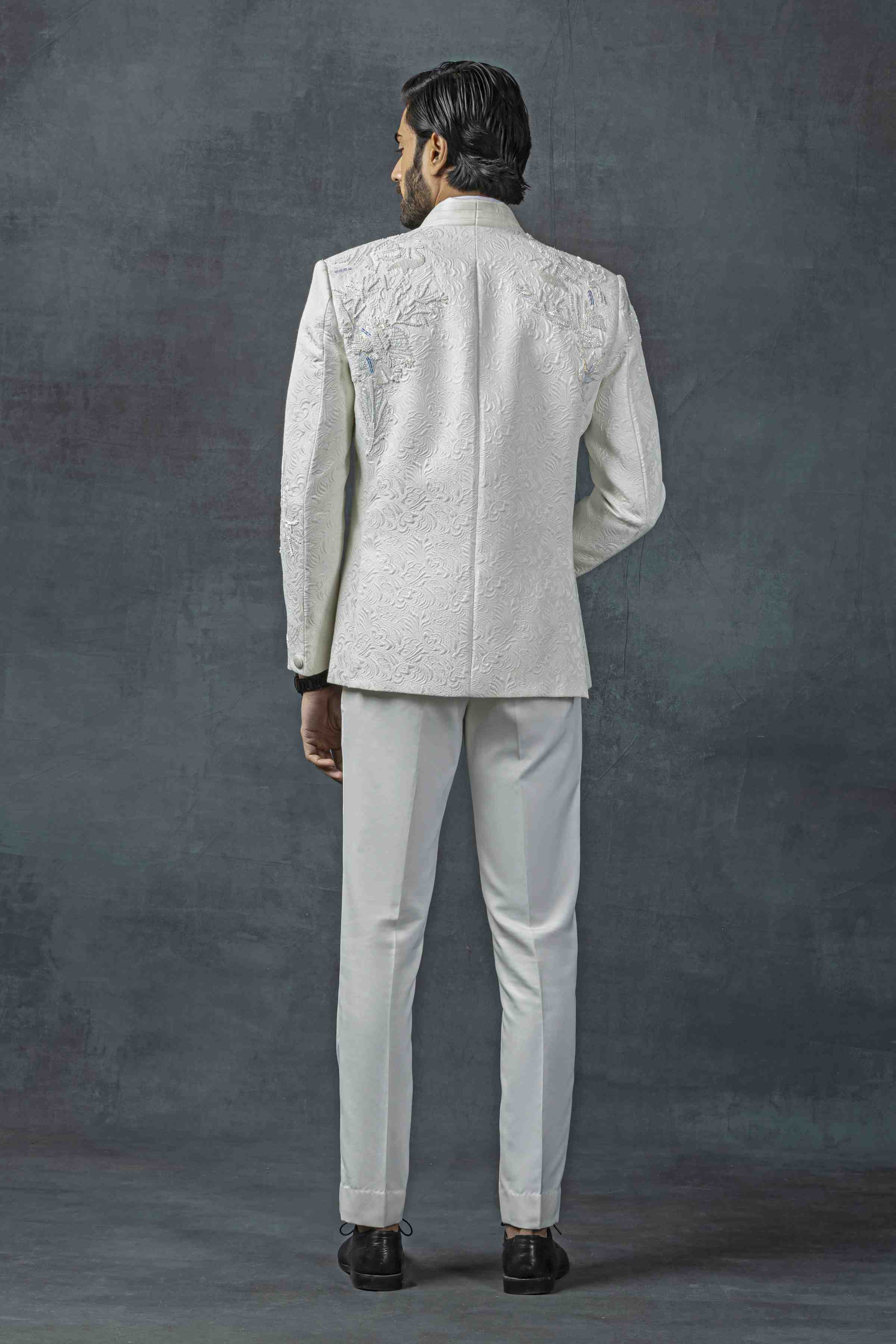 Off White Jacquard Tuxedo