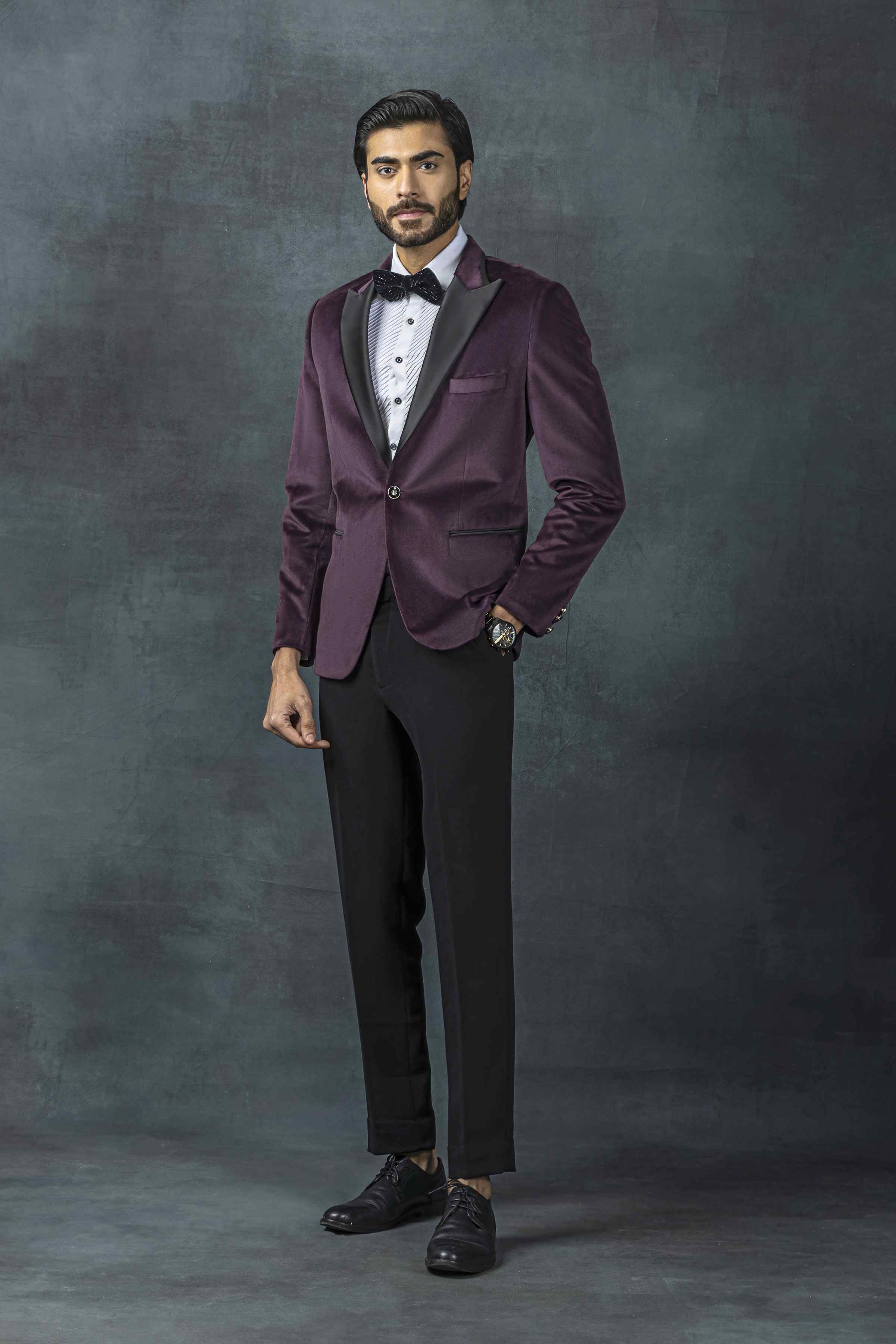 Purple Tuxedo With Satin Detailing